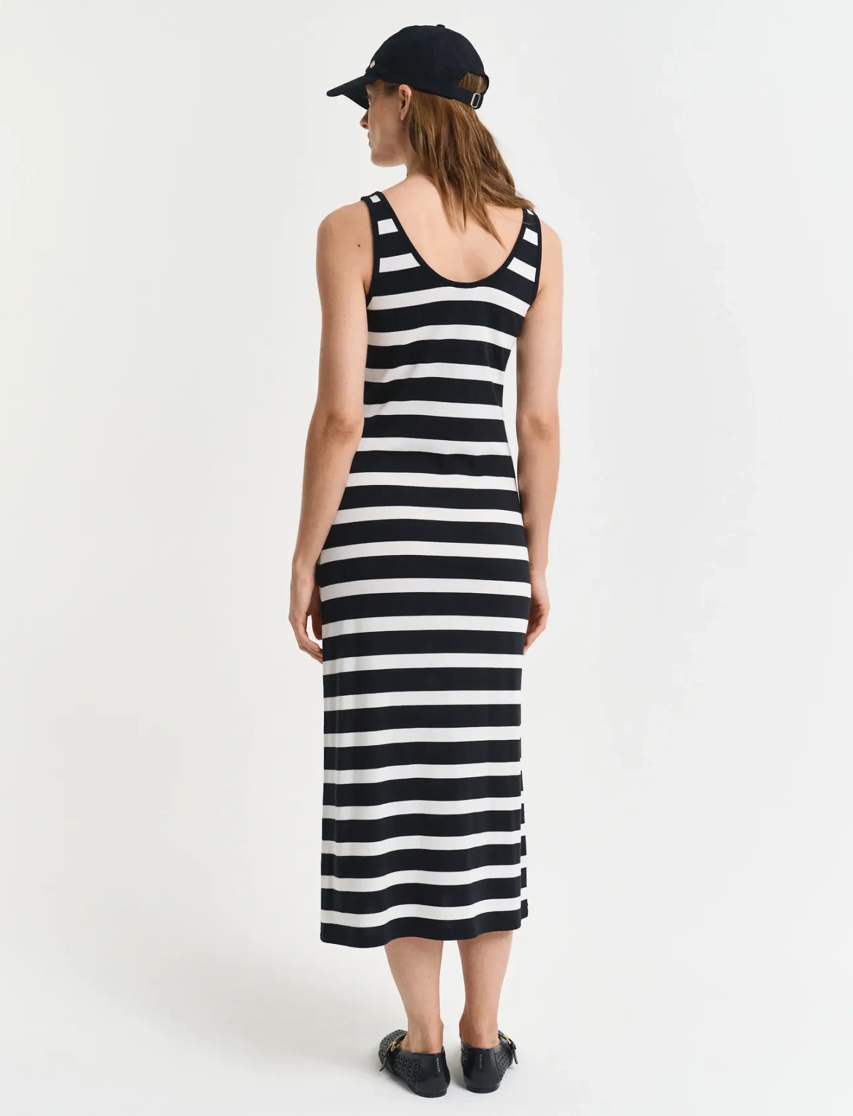 Gant - STRIPED FLUID MIDI JERSEY DRESS - midi kjoler - black - 3