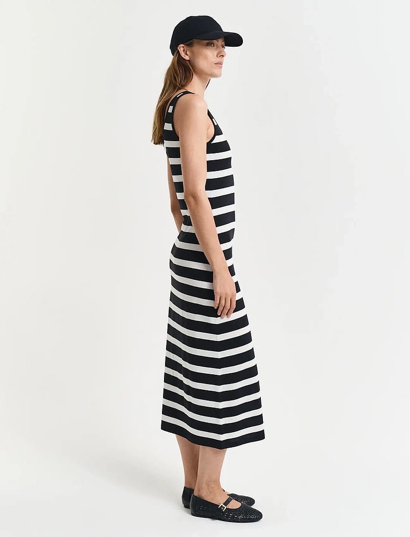 GANT - STRIPED FLUID MIDI JERSEY DRESS - sommerkjoler - black - 4