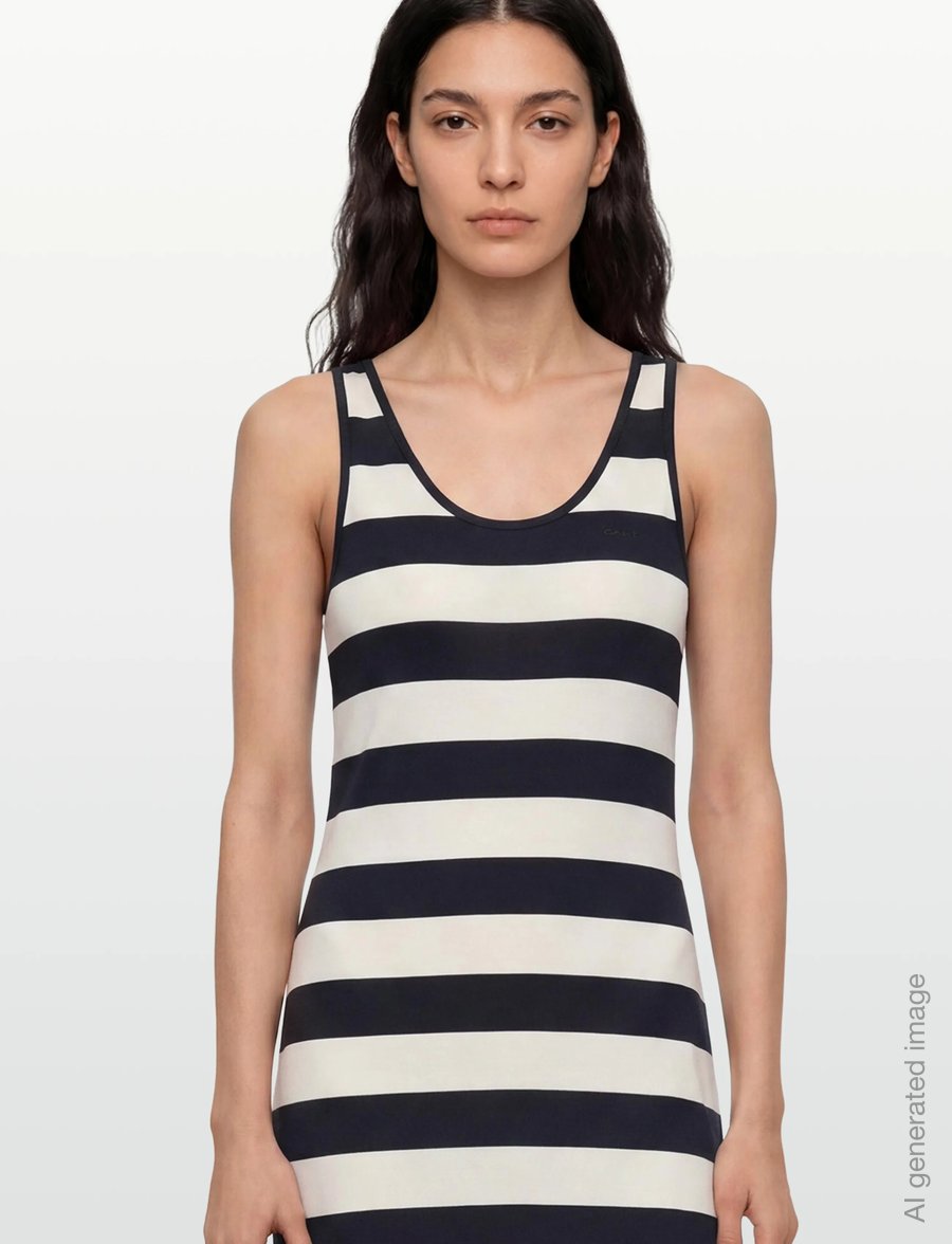 Gant - STRIPED FLUID MIDI JERSEY DRESS - midikleidid - evening blue - 3