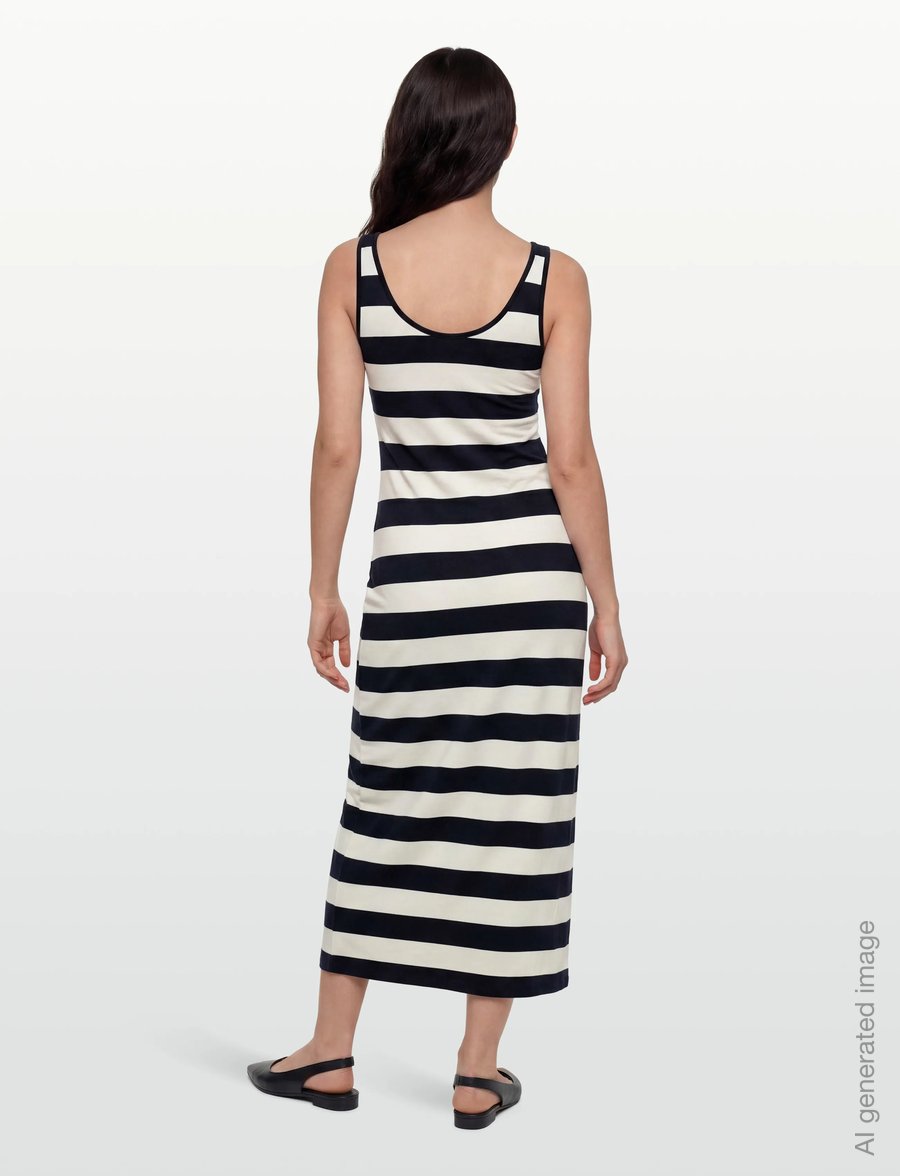 Gant - STRIPED FLUID MIDI JERSEY DRESS - midikleidid - evening blue - 4