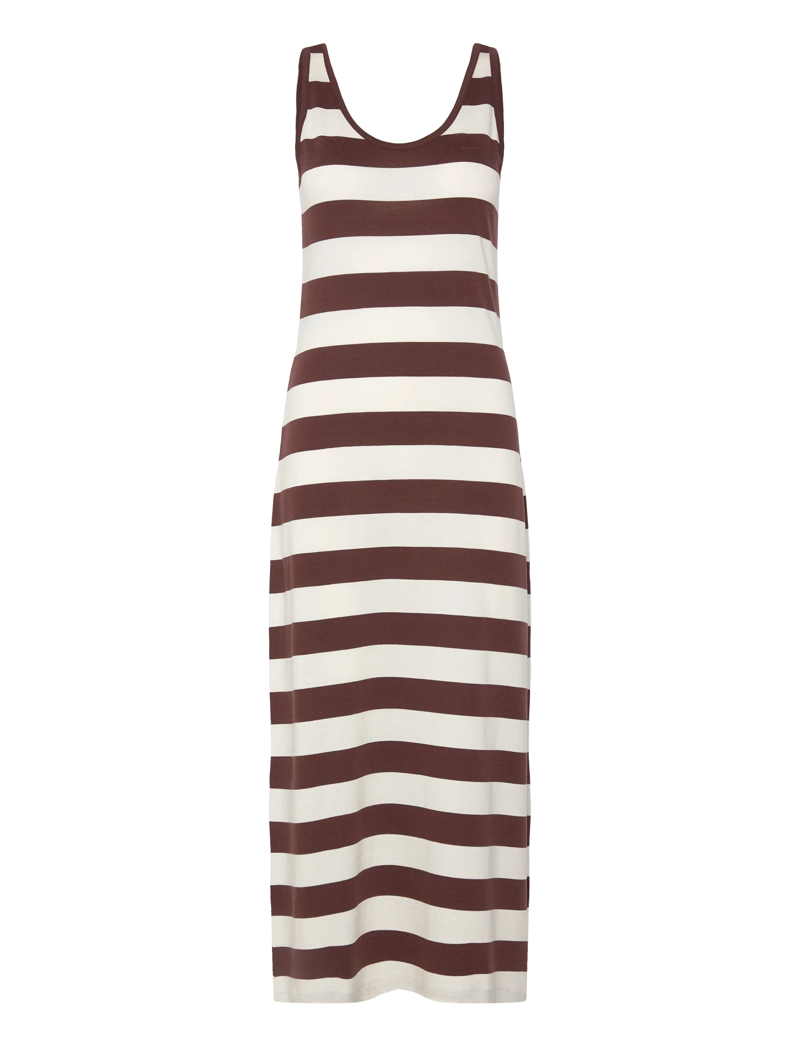 Gant STRIPED FLUID MIDI JERSEY DRESS - Midikleider - FRESH SOIL / brown
