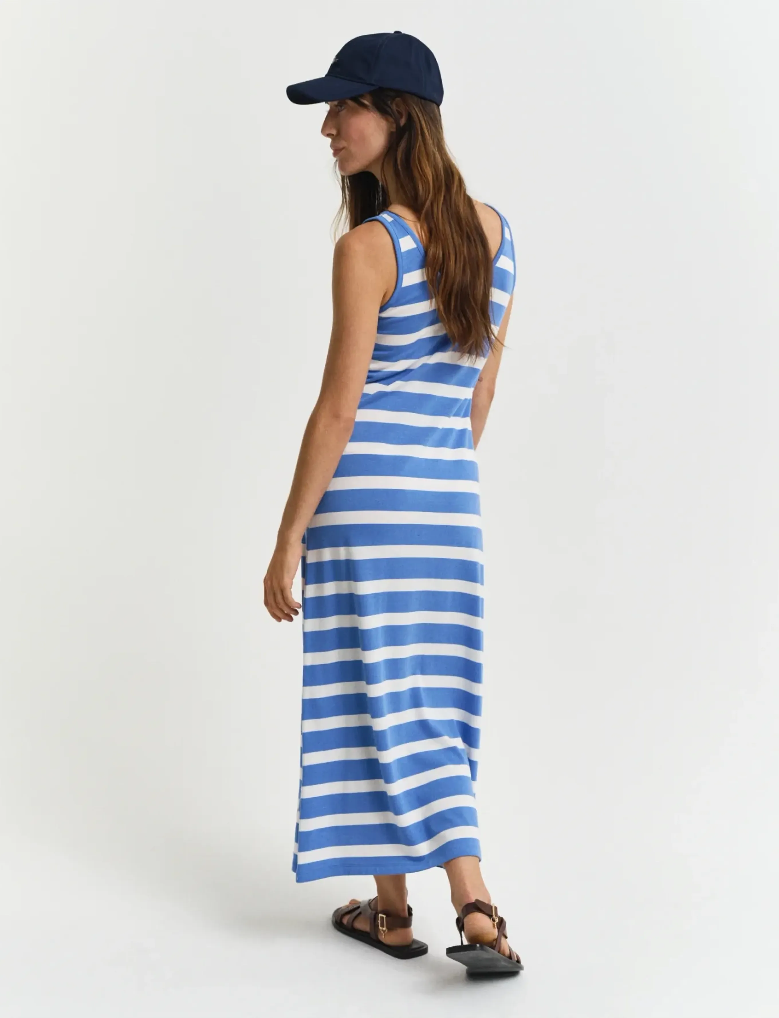 Gant - STRIPED FLUID MIDI JERSEY DRESS - midi kjoler - perfect blue - 3