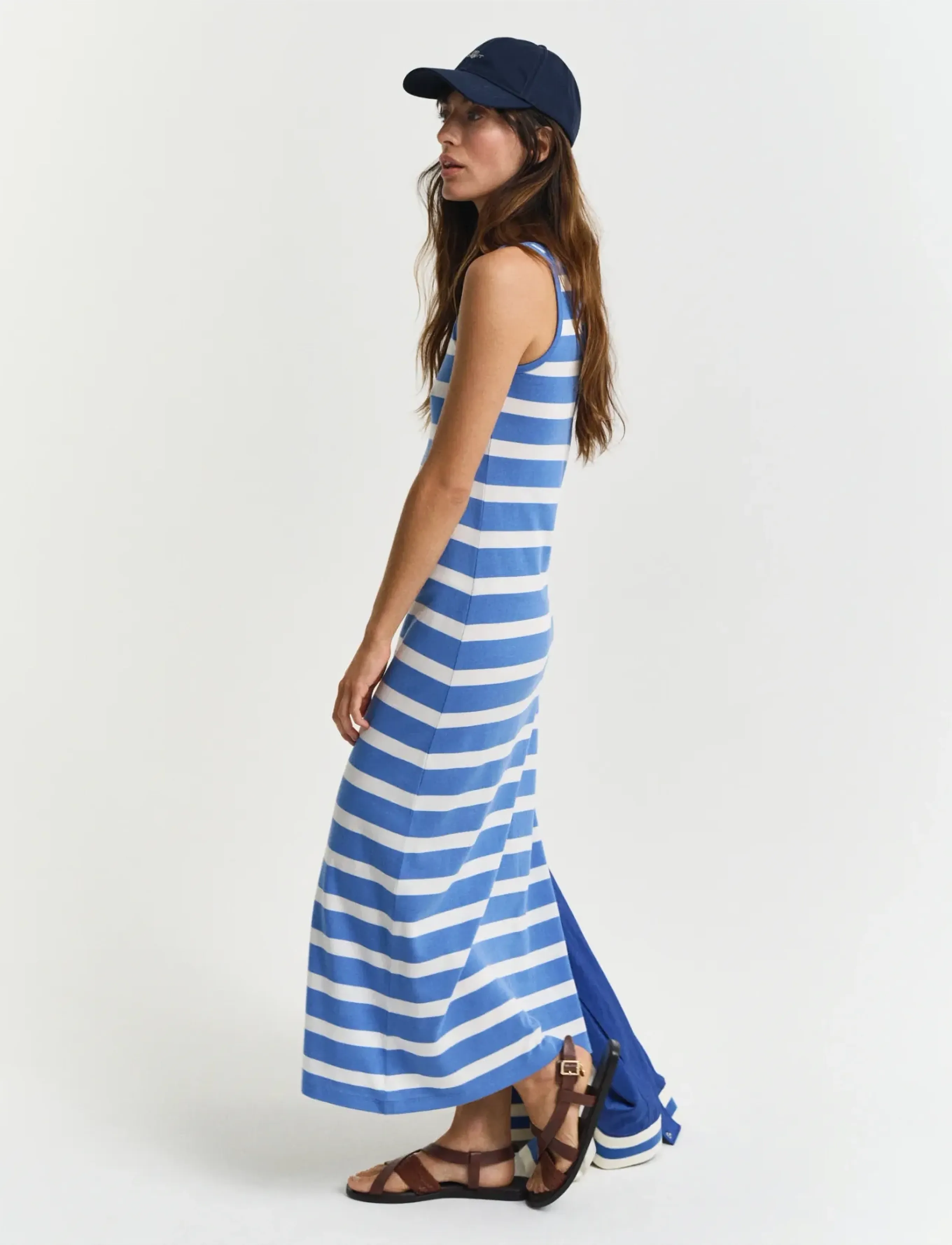 Gant - STRIPED FLUID MIDI JERSEY DRESS - midi kjoler - perfect blue - 4