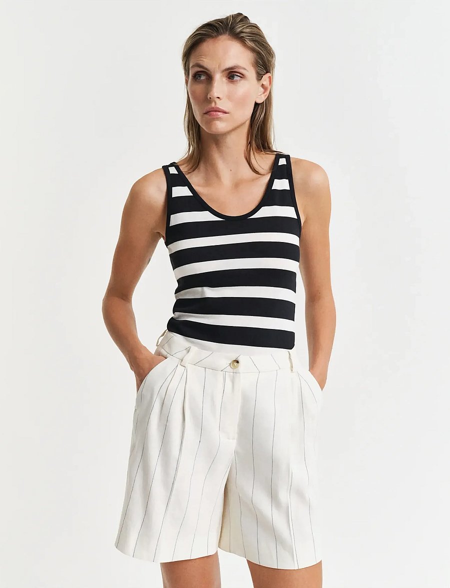 Gant - STRIPED TANK TOP - linnen - black - 0