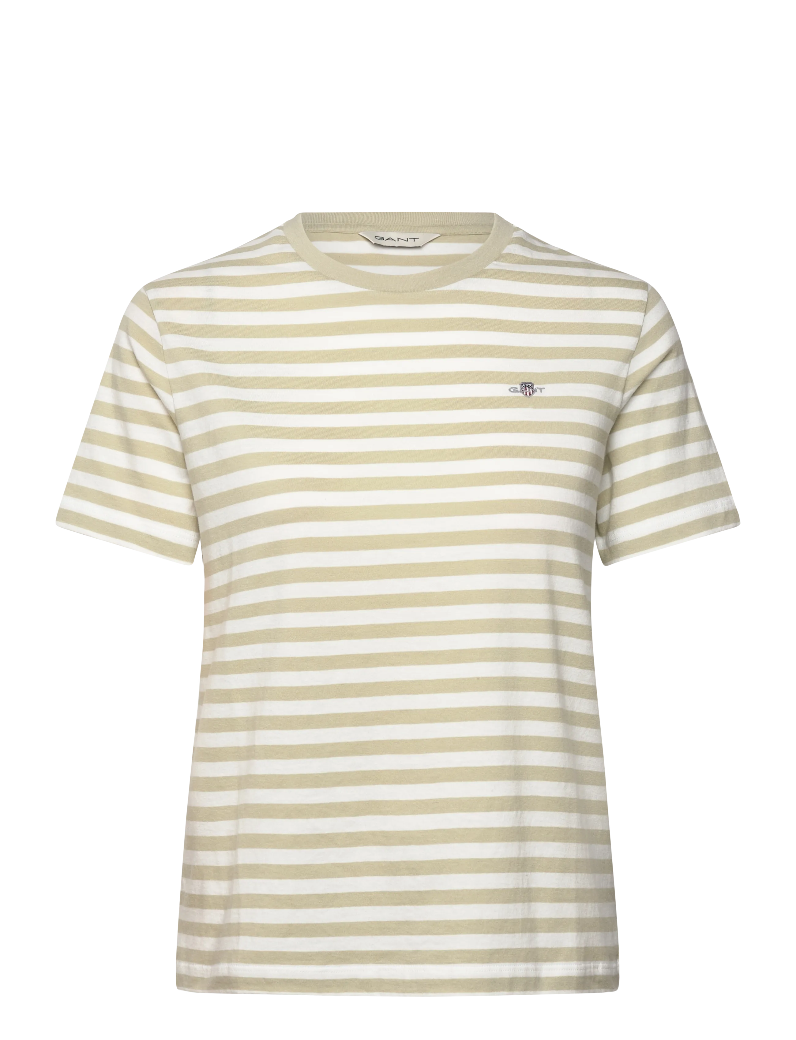 GANT REG STRIPED SHIELD SS T-SHIRT - T-shirts - COUNTRY BEIGE / beige