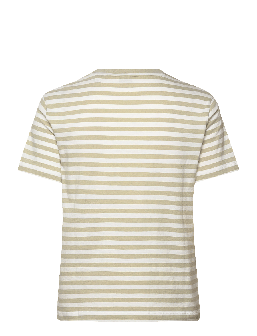 Gant - REG STRIPED SHIELD SS T-SHIRT - t-shirts - country beige - 2