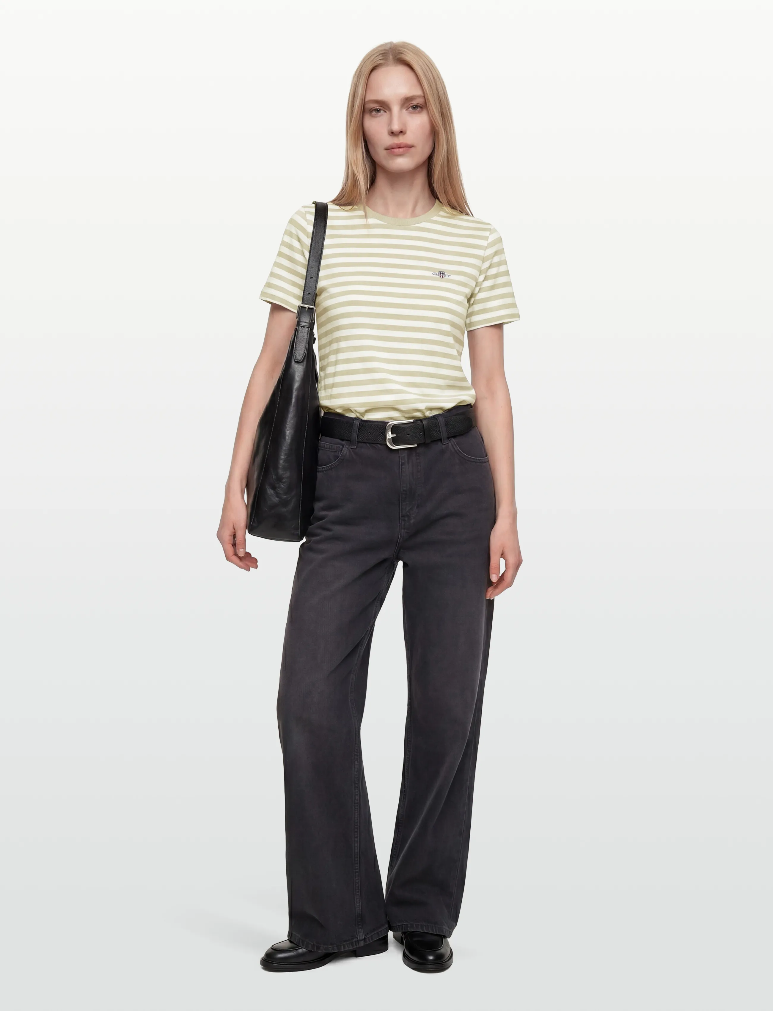 Gant REG STRIPED SHIELD SS T-SHIRT - T-shirts - COUNTRY BEIGE / beige