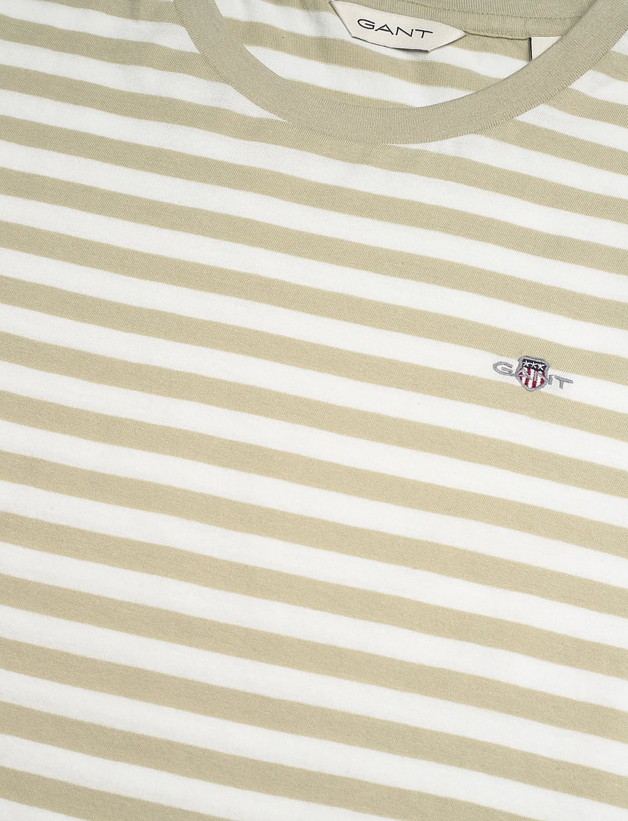 Gant - REG STRIPED SHIELD SS T-SHIRT - t-shirts - country beige - 5