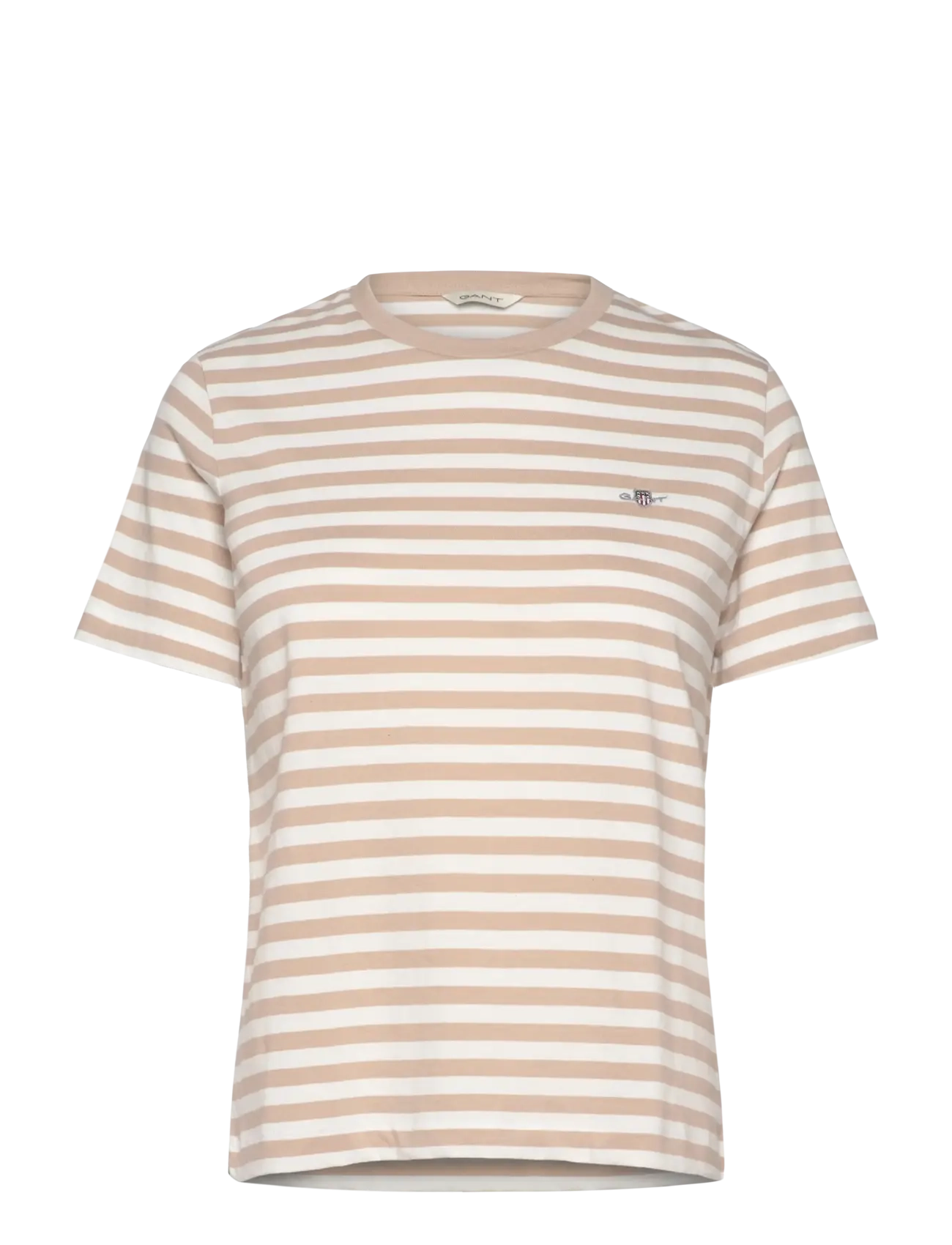 Gant - REG STRIPED SHIELD SS T-SHIRT - t-shirts - dry sand - 1