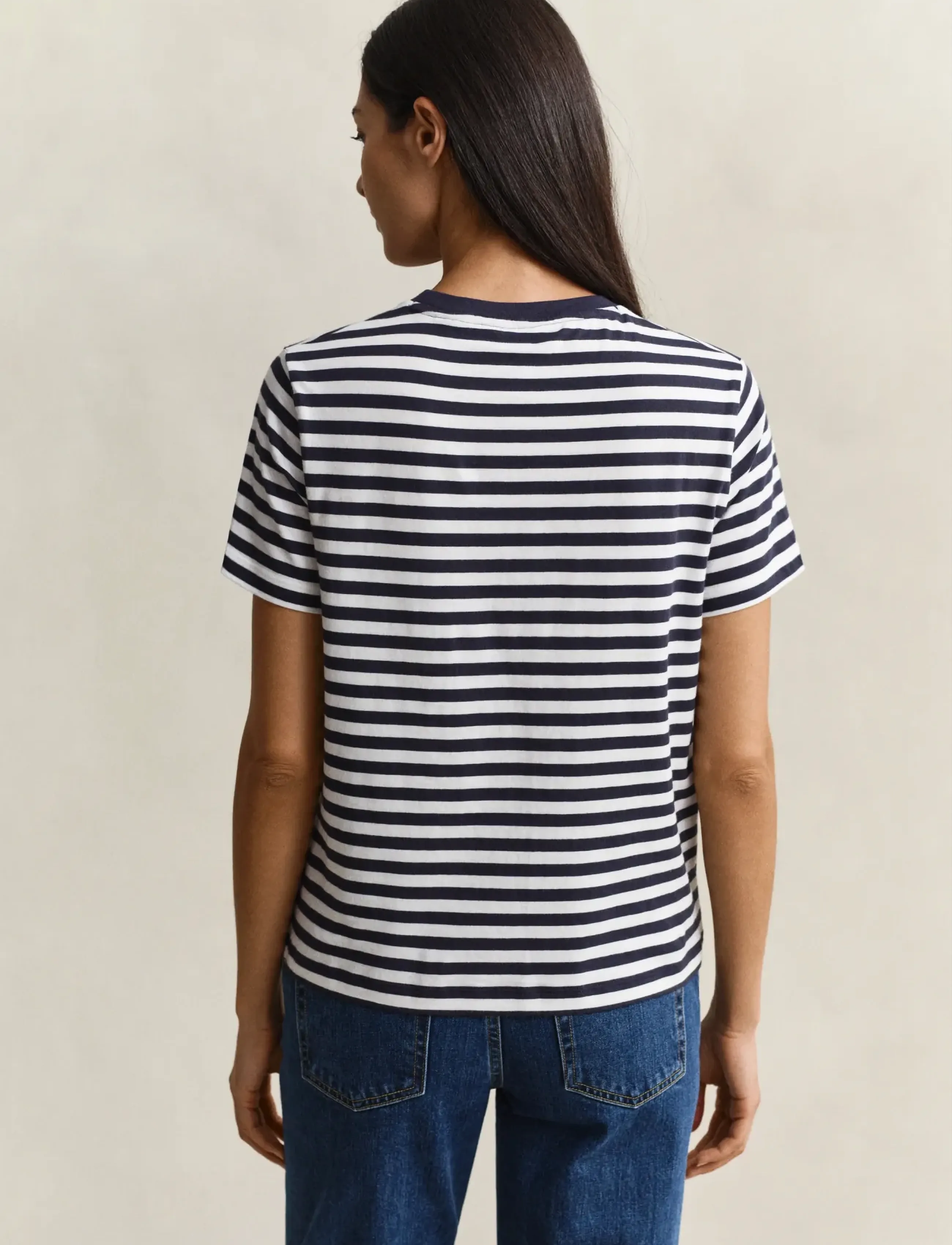 Gant - REG STRIPED SHIELD SS T-SHIRT - t-shirts - evening blue - 3
