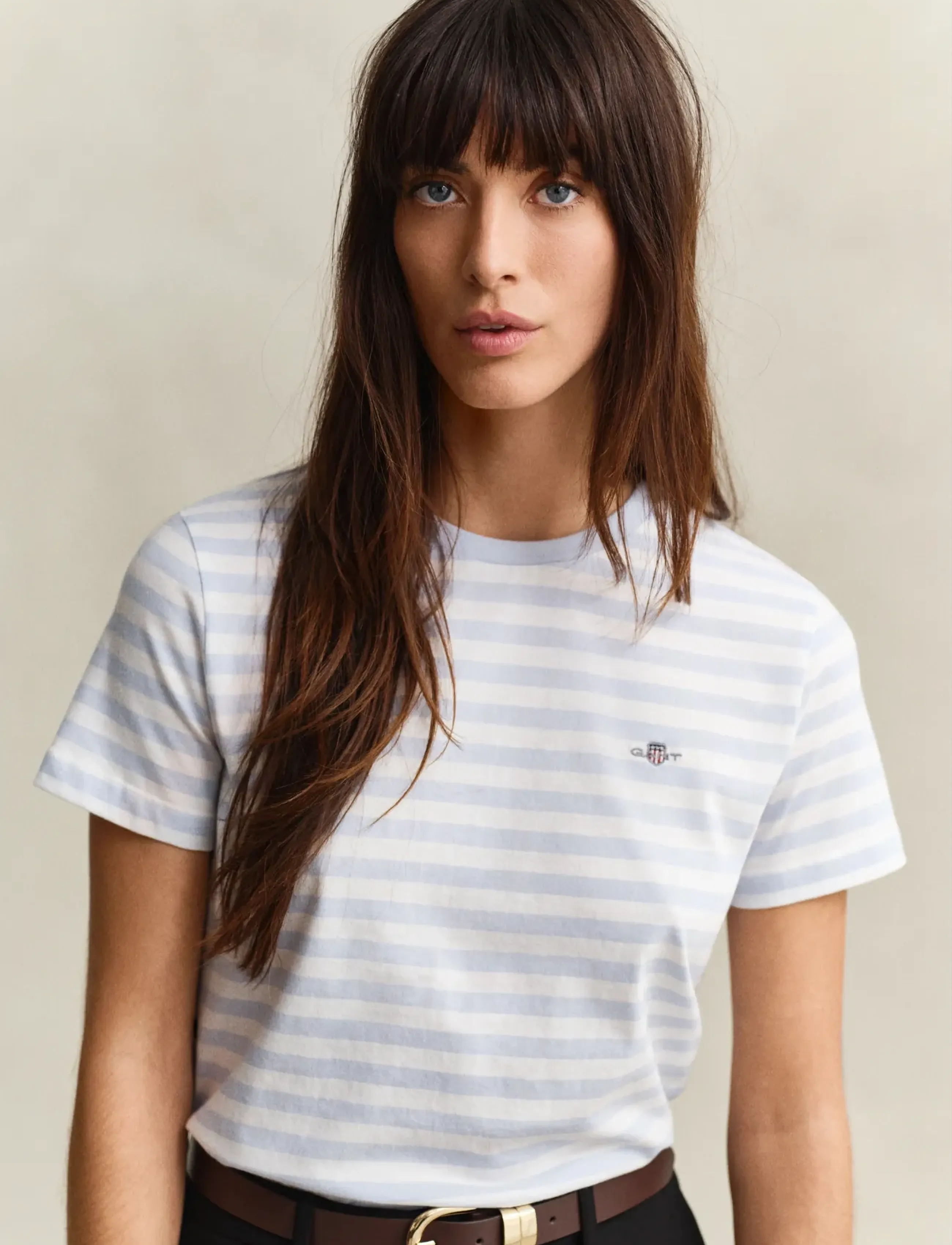 Gant - REG STRIPED SHIELD SS T-SHIRT - t-shirts - light blue - 3