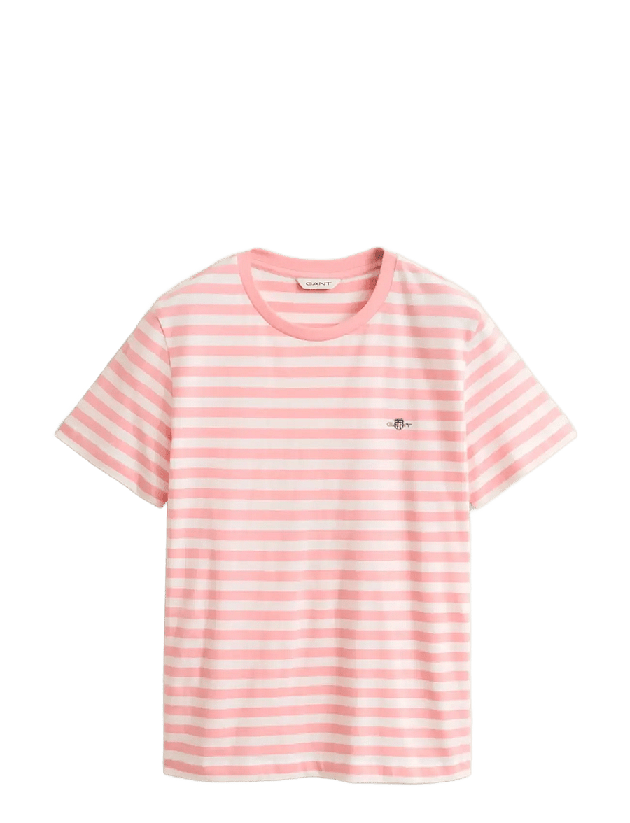 Gant - REG STRIPED SHIELD SS T-SHIRT - t-shirts - lilly pink - 1