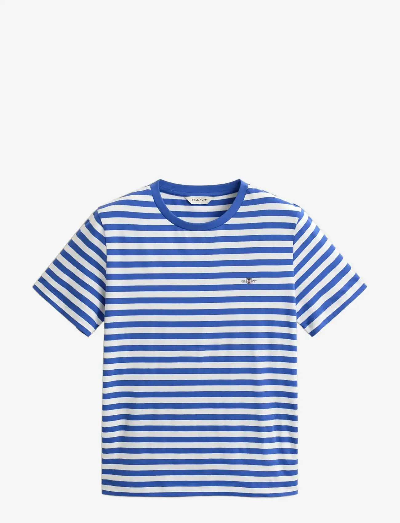 GANT - REG STRIPED SHIELD SS T-SHIRT - t-shirts - royal blue - 1