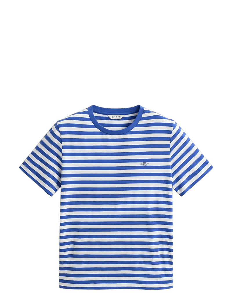GANT - REG STRIPED SHIELD SS T-SHIRT - t-shirts - royal blue - 1