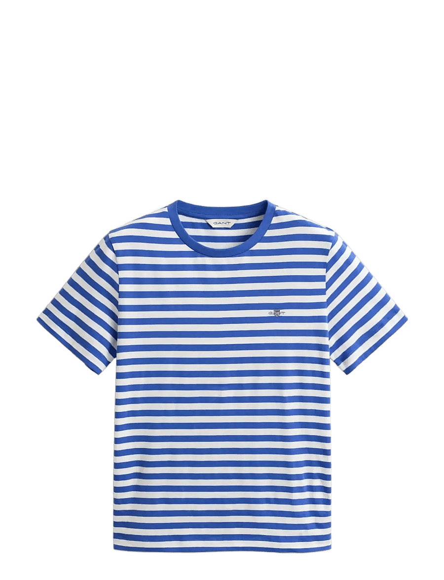 Gant - REG STRIPED SHIELD SS T-SHIRT - t-shirts - royal blue - 1