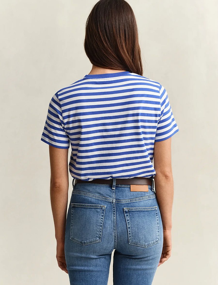 Gant - REG STRIPED SHIELD SS T-SHIRT - t-shirts - royal blue - 2