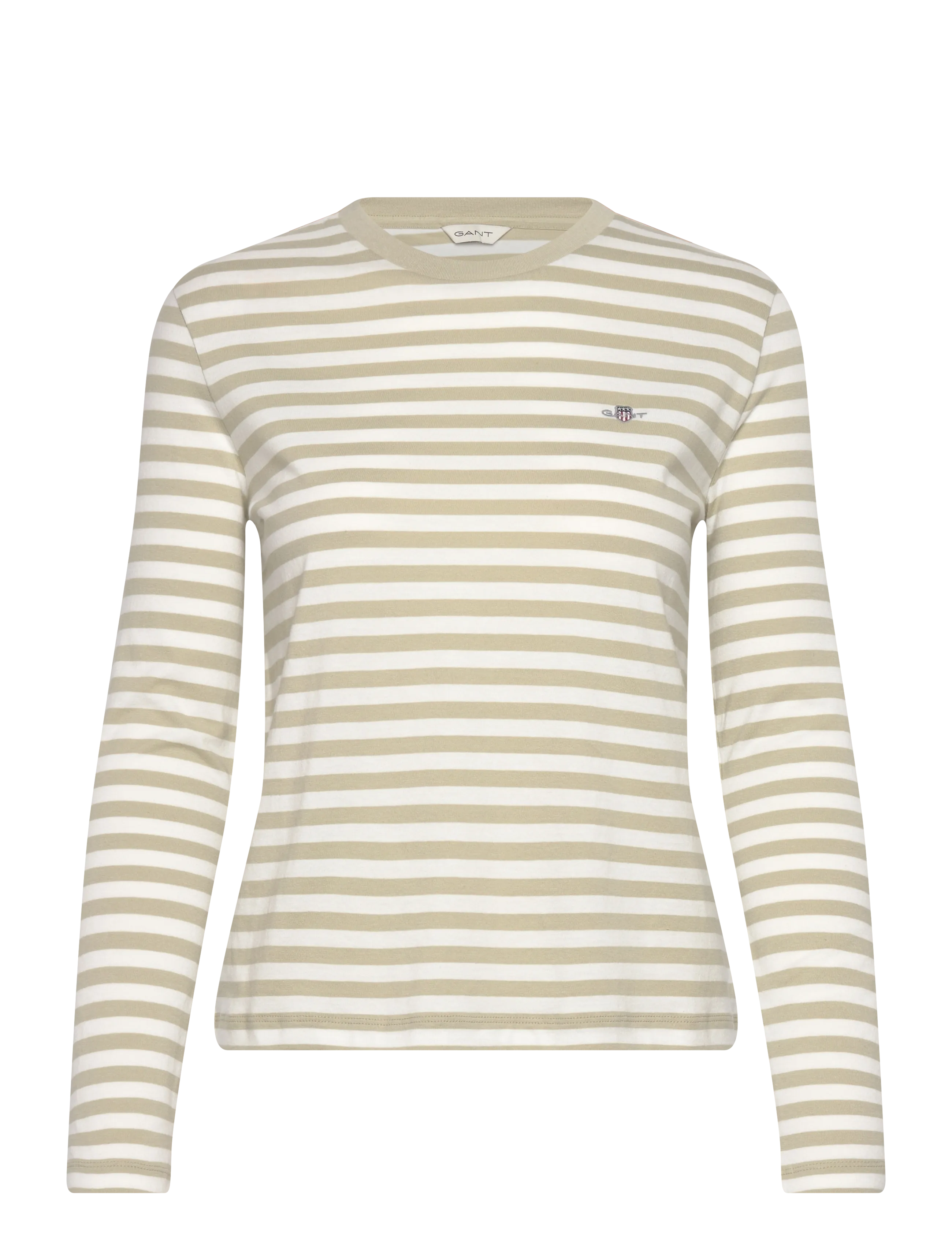 GANT REG STRIPED SHIELD LS T-SHIRT - Kläder - COUNTRY BEIGE / beige
