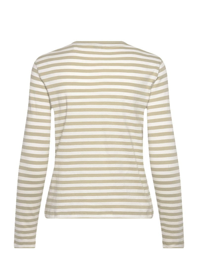 GANT - REG STRIPED SHIELD LS T-SHIRT - långärmade toppar - country beige - 1