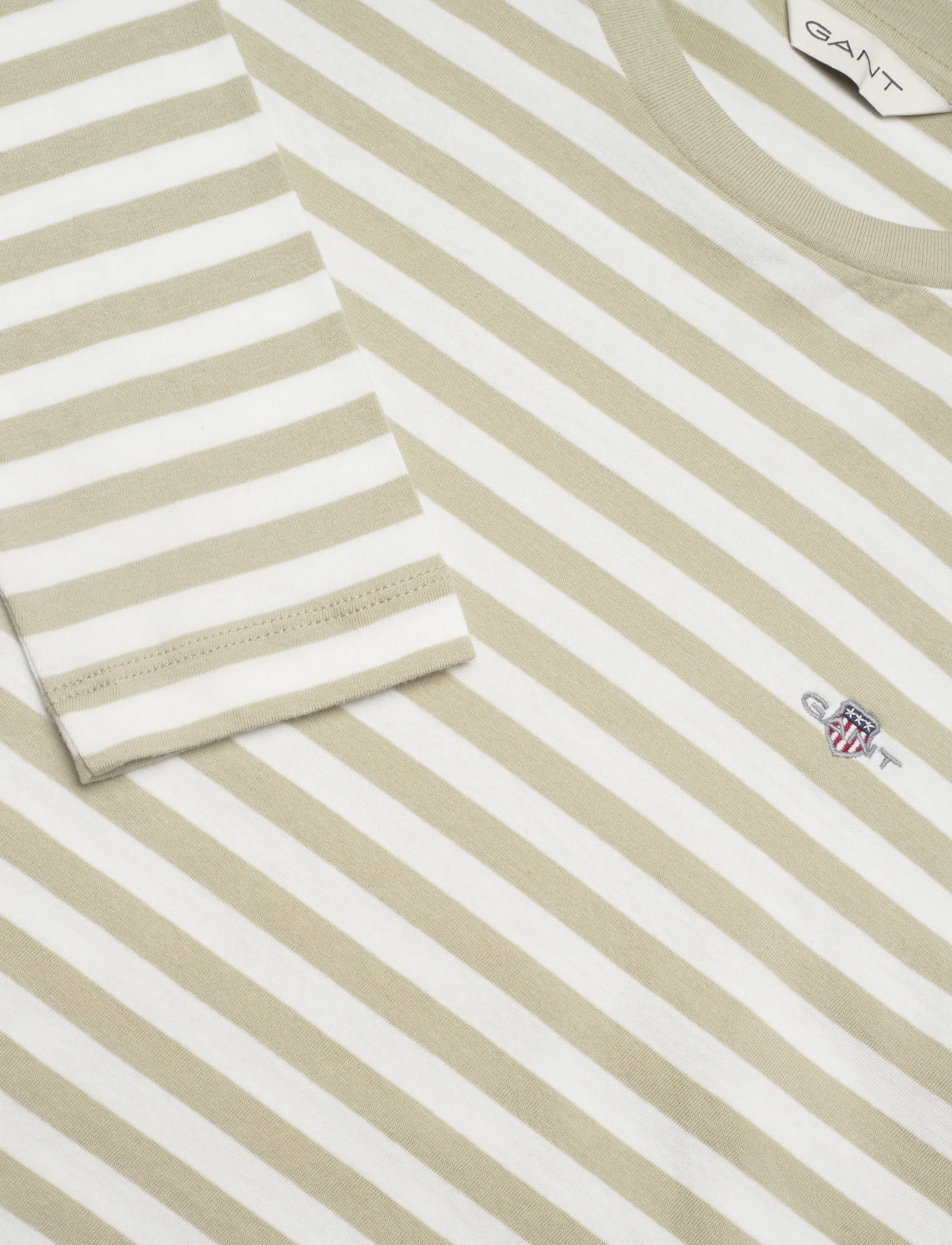 Gant - REG STRIPED SHIELD LS T-SHIRT - hauts à manches longues - country beige - 5