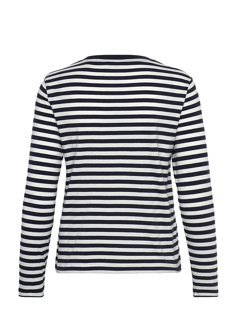 GANT - REG STRIPED SHIELD LS T-SHIRT - langärmlige tops - evening blue - 2