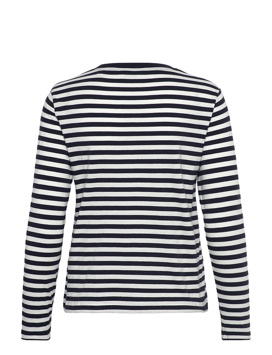 Gant - REG STRIPED SHIELD LS T-SHIRT - pikkade varrukatega topid - evening blue - 2
