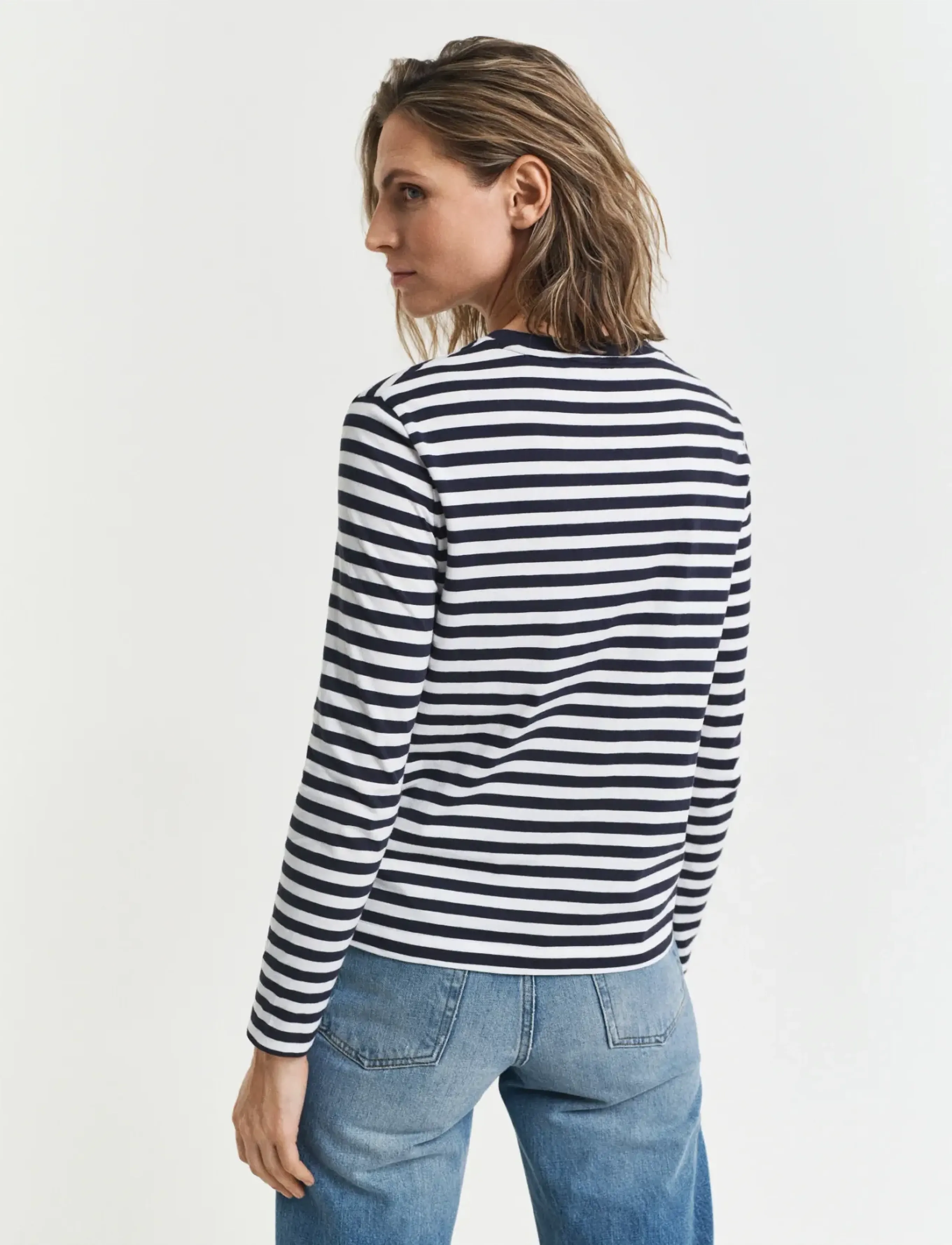 Gant - REG STRIPED SHIELD LS T-SHIRT - langærmede toppe - evening blue - 3
