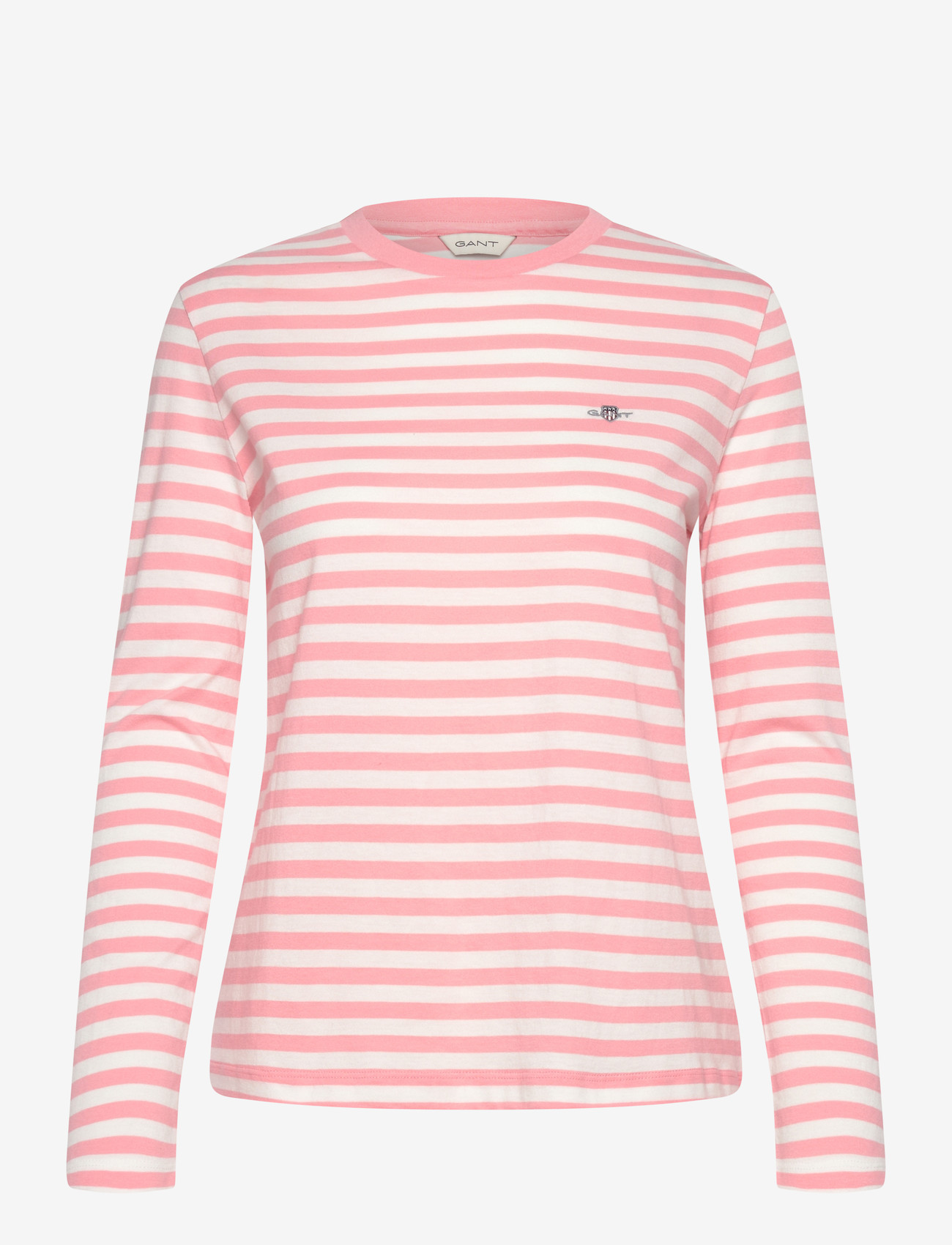 Gant - REG STRIPED SHIELD LS T-SHIRT - langerma toppar - lilly pink - 1
