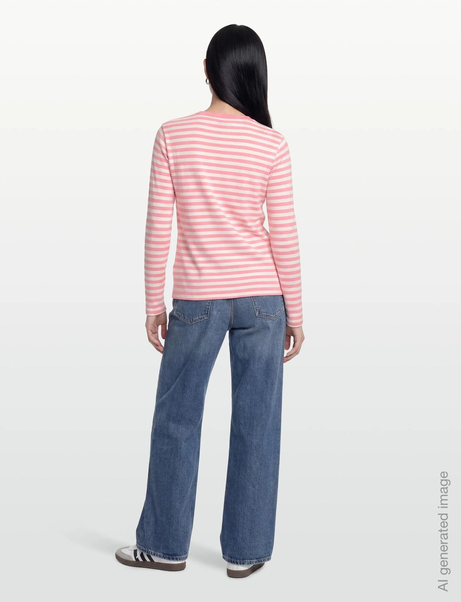 Gant - REG STRIPED SHIELD LS T-SHIRT - long-sleeved tops - lilly pink - 4
