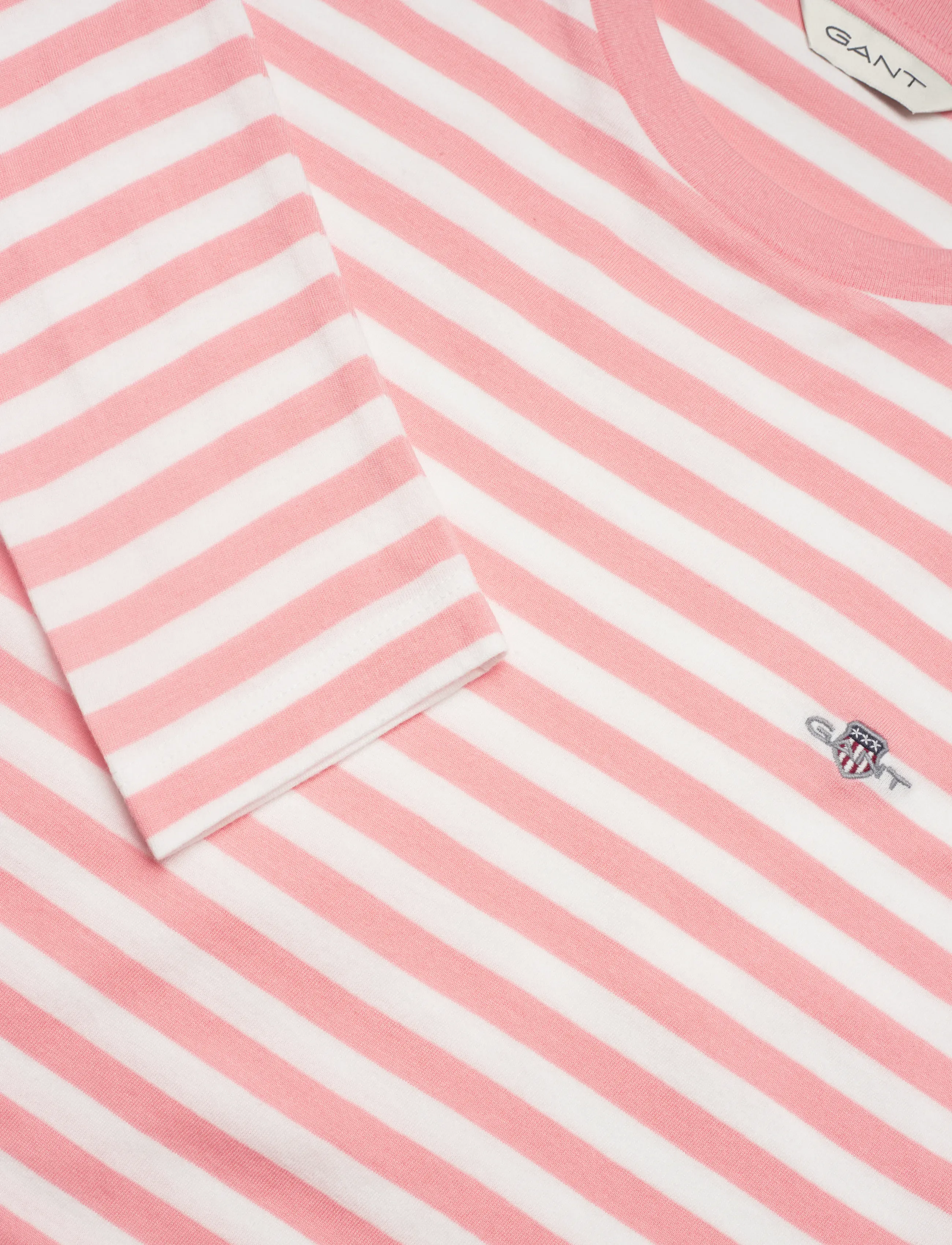 Gant - REG STRIPED SHIELD LS T-SHIRT - topi ar garām piedurknēm - lilly pink - 5