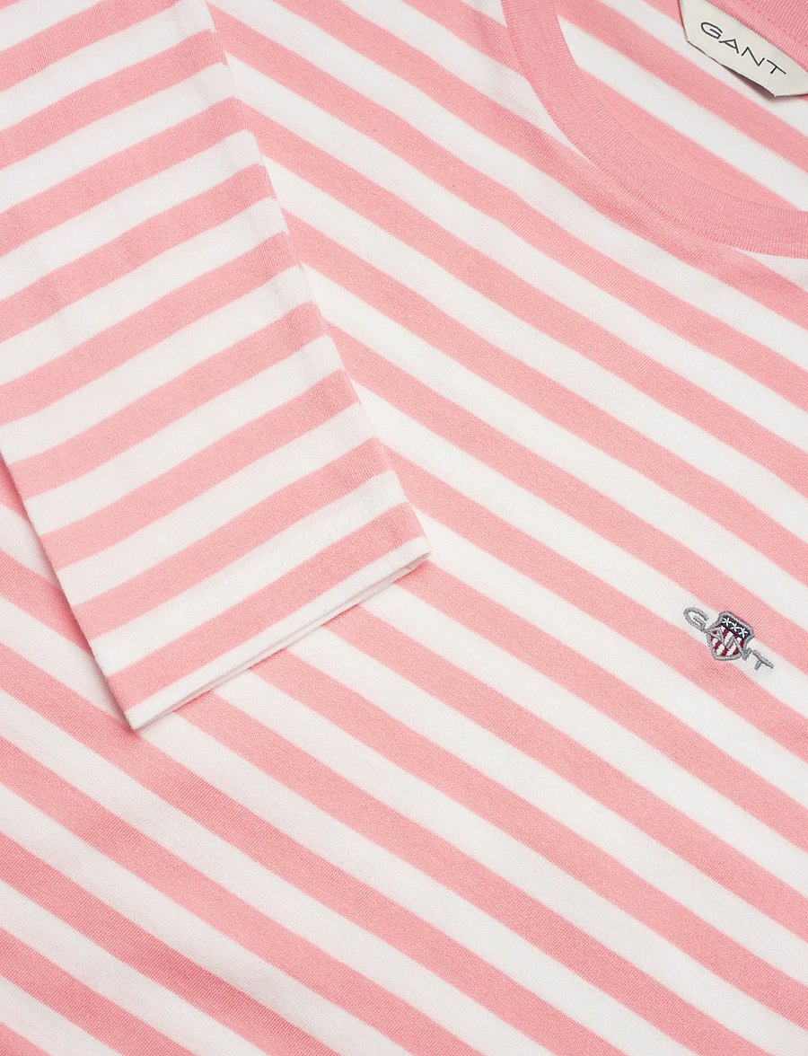 Gant - REG STRIPED SHIELD LS T-SHIRT - long-sleeved tops - lilly pink - 5