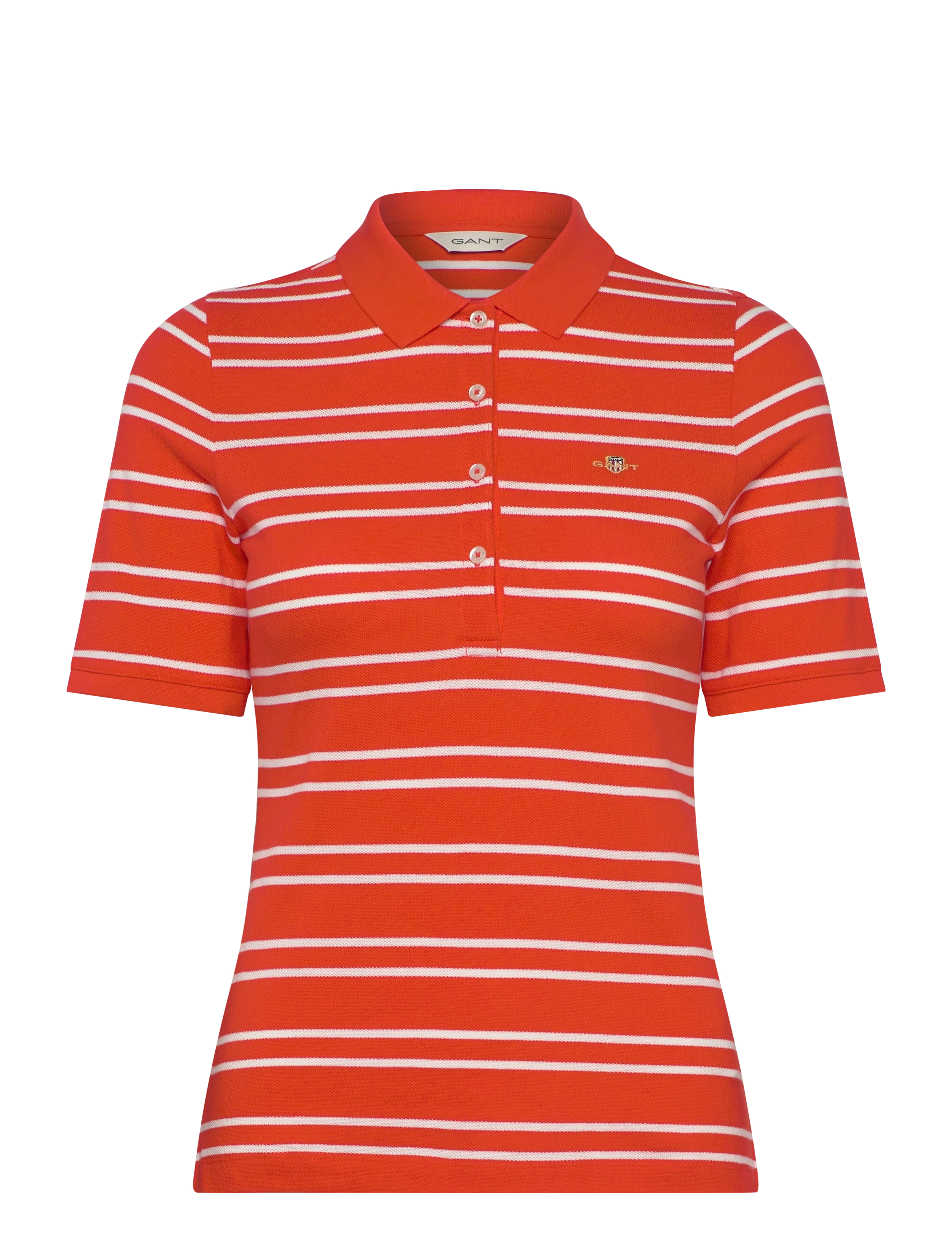 Gant SLIM STRIPE SHIELD SS PIQUE POLO - Kläder - ORANGE RED / red