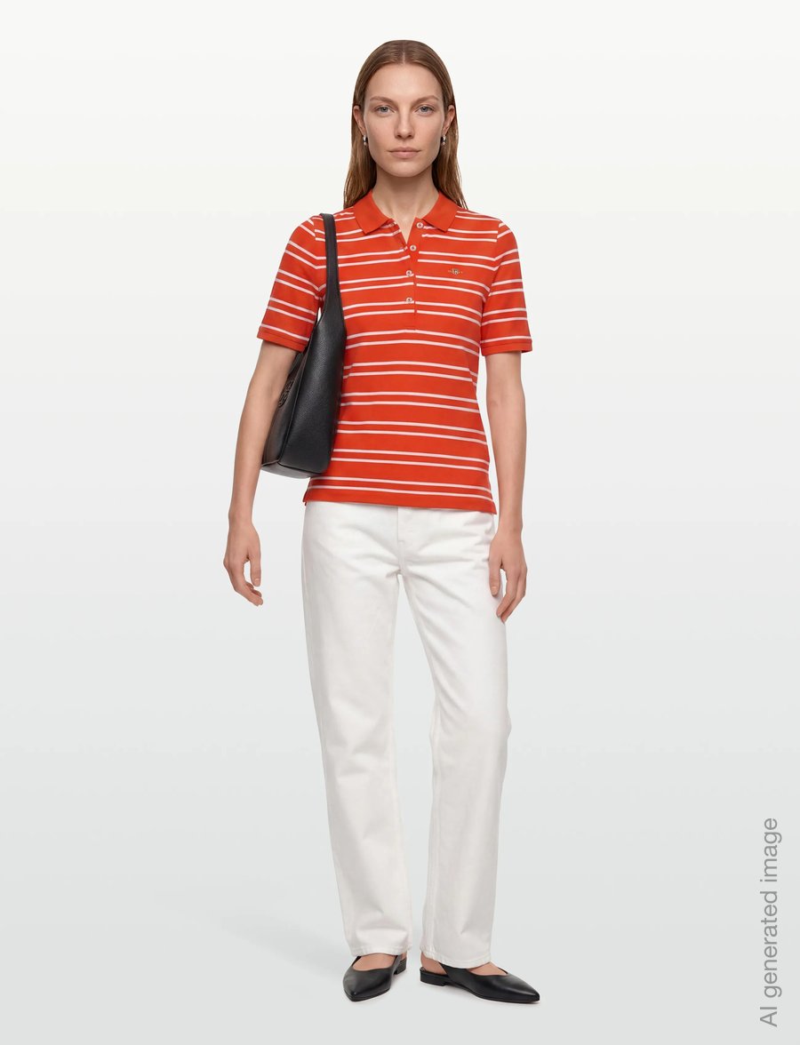 Gant - SLIM STRIPE SHIELD SS PIQUE POLO - pikéer - orange red - 0