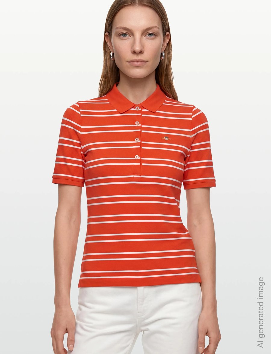 Gant - SLIM STRIPE SHIELD SS PIQUE POLO - pikéer - orange red - 3