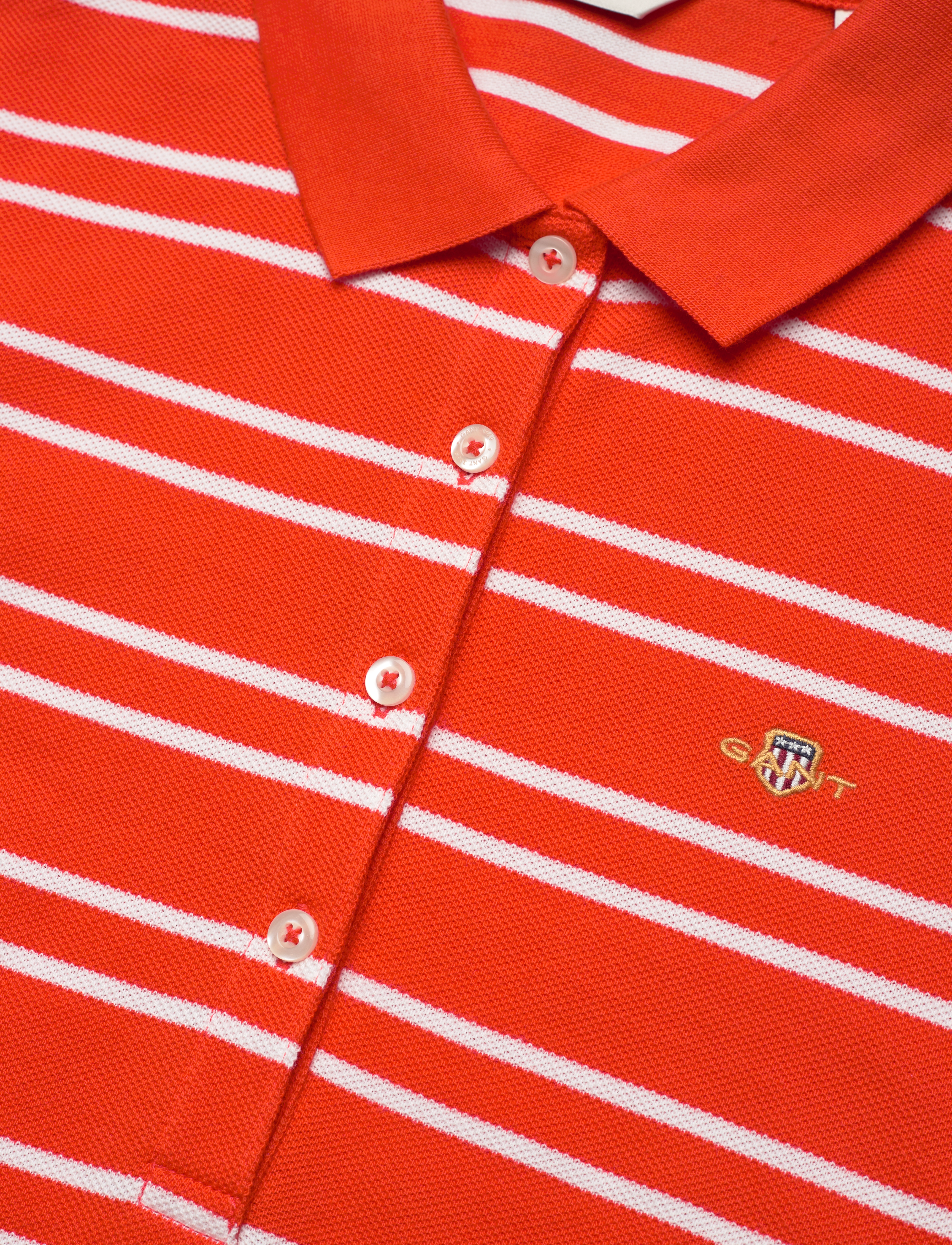 Gant - SLIM STRIPE SHIELD SS PIQUE POLO - poloshirts - orange red - 2