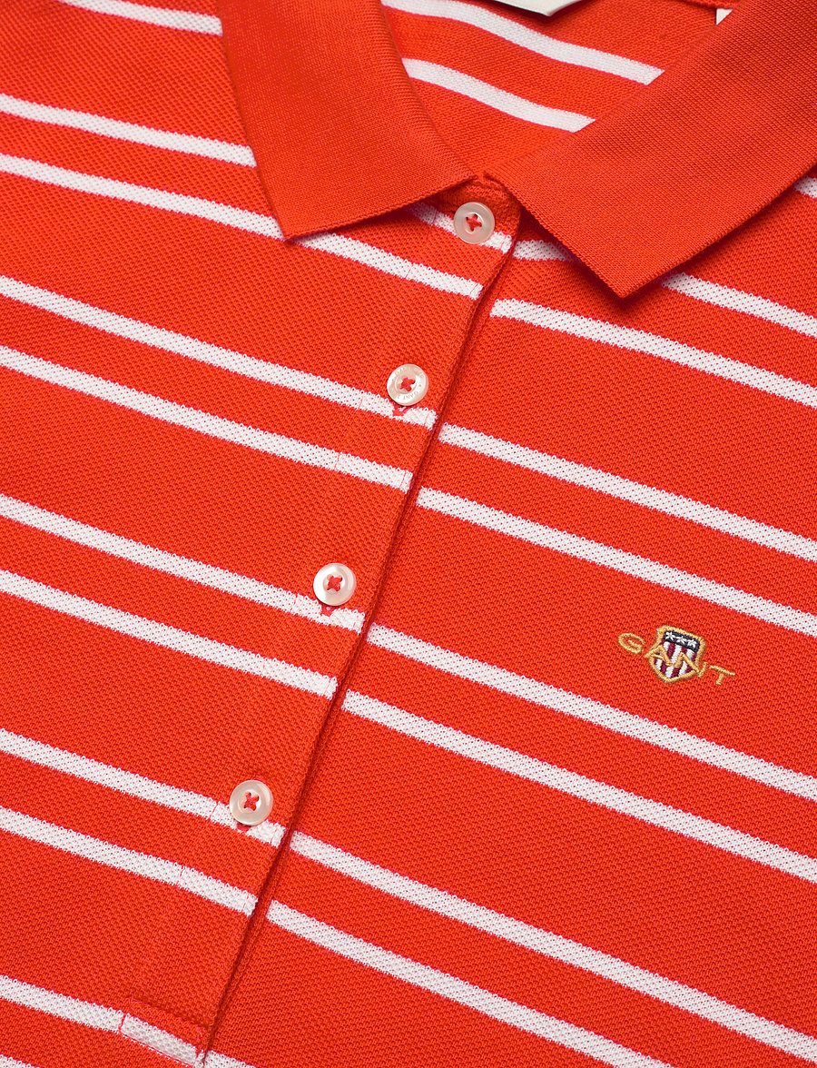 Gant - SLIM STRIPE SHIELD SS PIQUE POLO - pikéer - orange red - 5