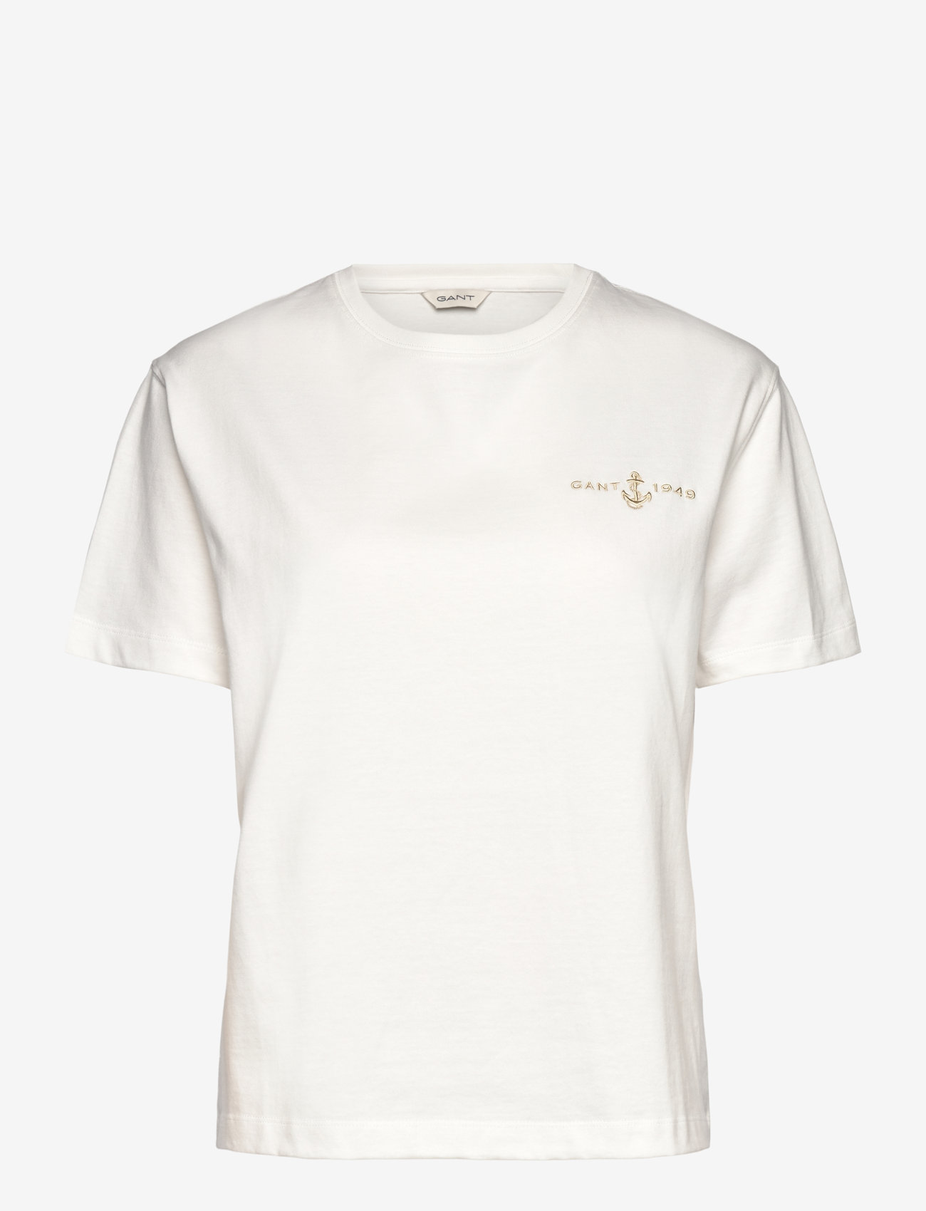 GANT - EMBROIDERED ANCHOR SS T-SHIRT - t-shirts - eggshell - 0