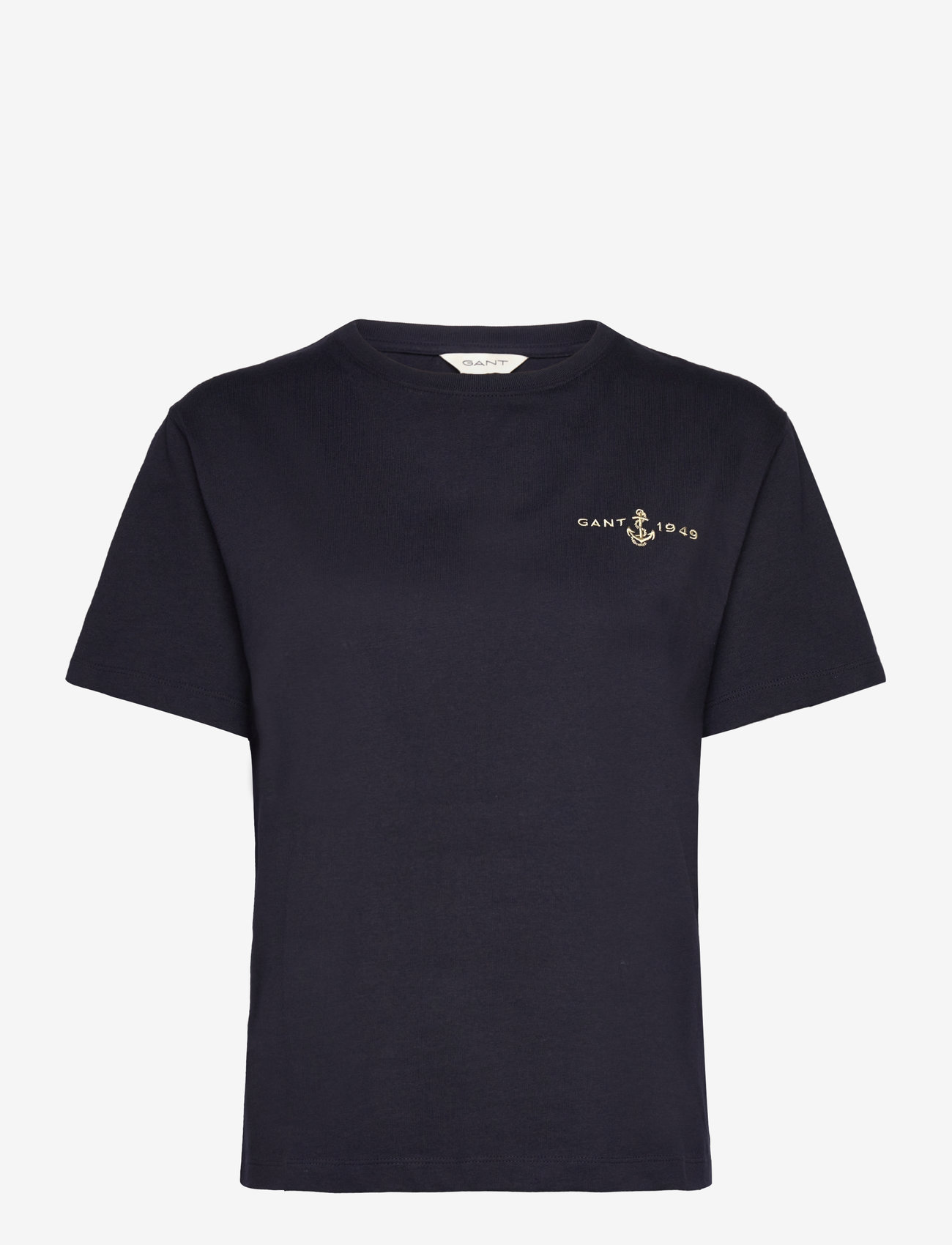 GANT - EMBROIDERED ANCHOR SS T-SHIRT - t-shirts - evening blue - 0