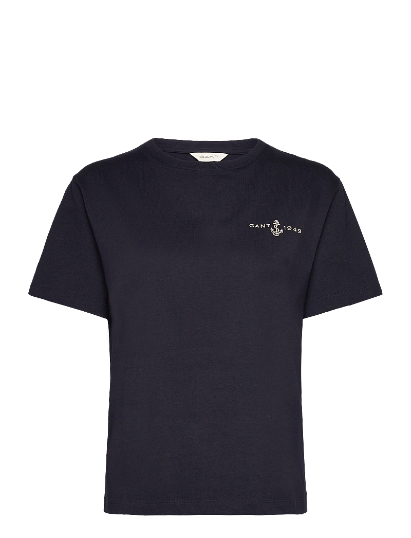 GANT - EMBROIDERED ANCHOR SS T-SHIRT - t-shirts - evening blue - 0