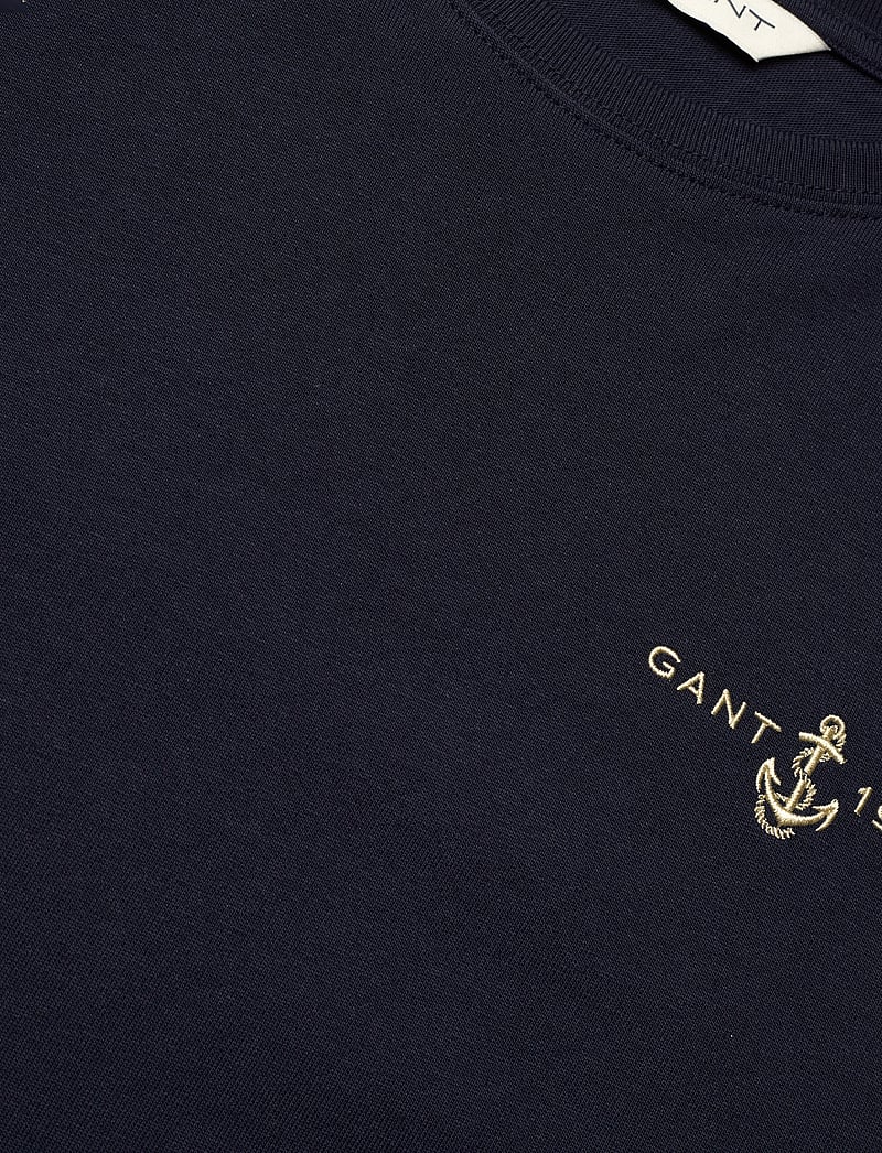 GANT - EMBROIDERED ANCHOR SS T-SHIRT - t-shirts - evening blue - 2
