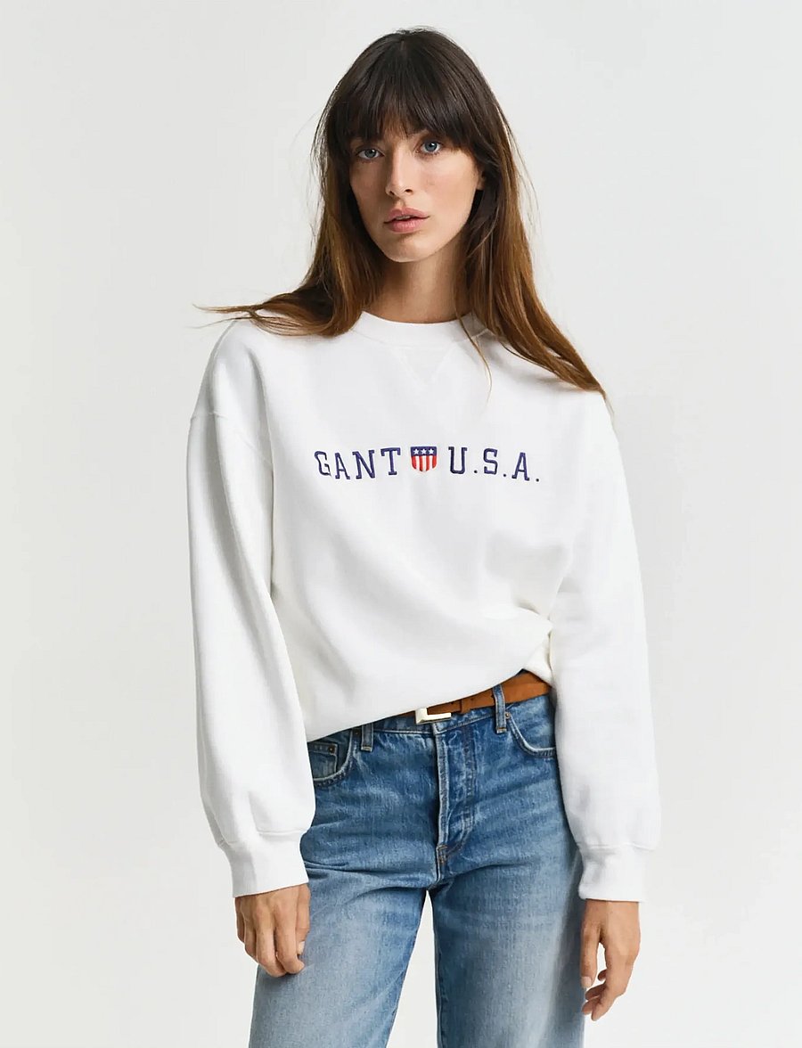 Gant - SHIELD USA C-NECK SWEAT - mados tendencijos - eggshell - 0