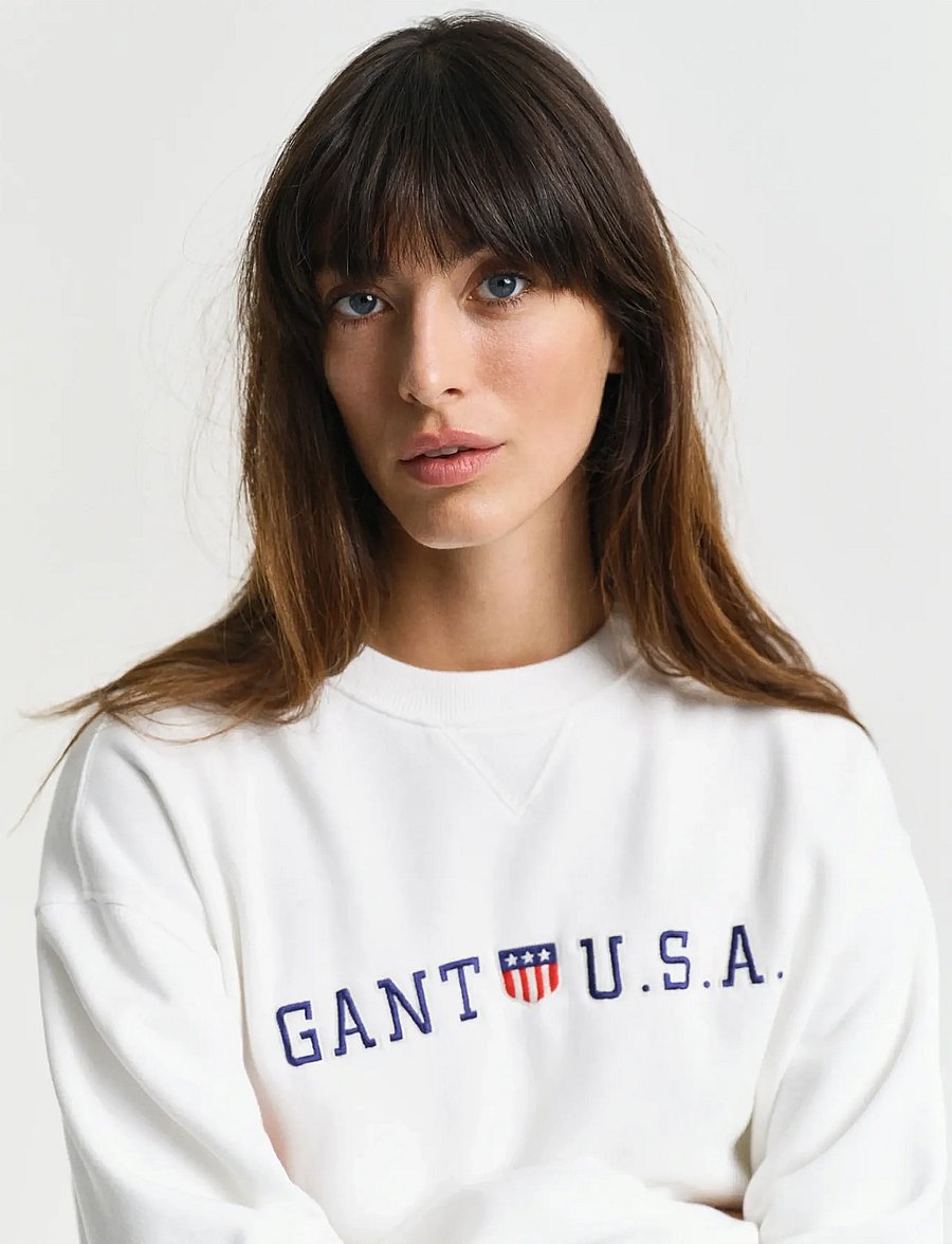 Gant - SHIELD USA C-NECK SWEAT - mados tendencijos - eggshell - 4