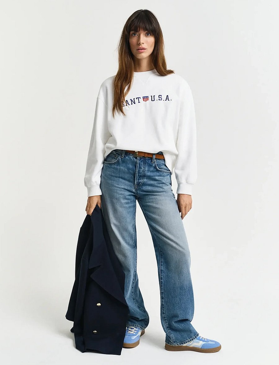 Gant - SHIELD USA C-NECK SWEAT - mados tendencijos - eggshell - 5