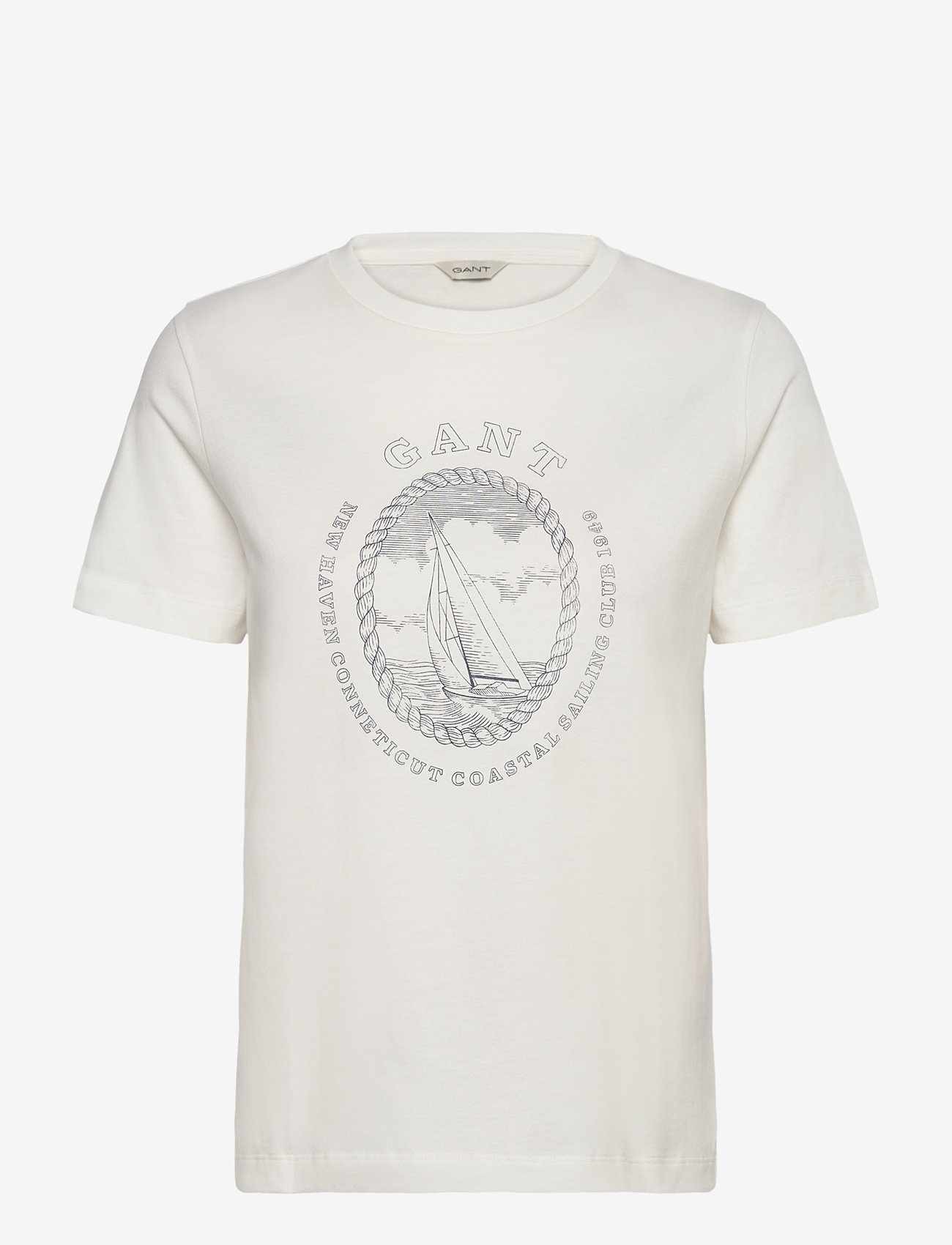 GANT - REG GRAPHIC SS T-SHIRT - t-shirts - eggshell - 1