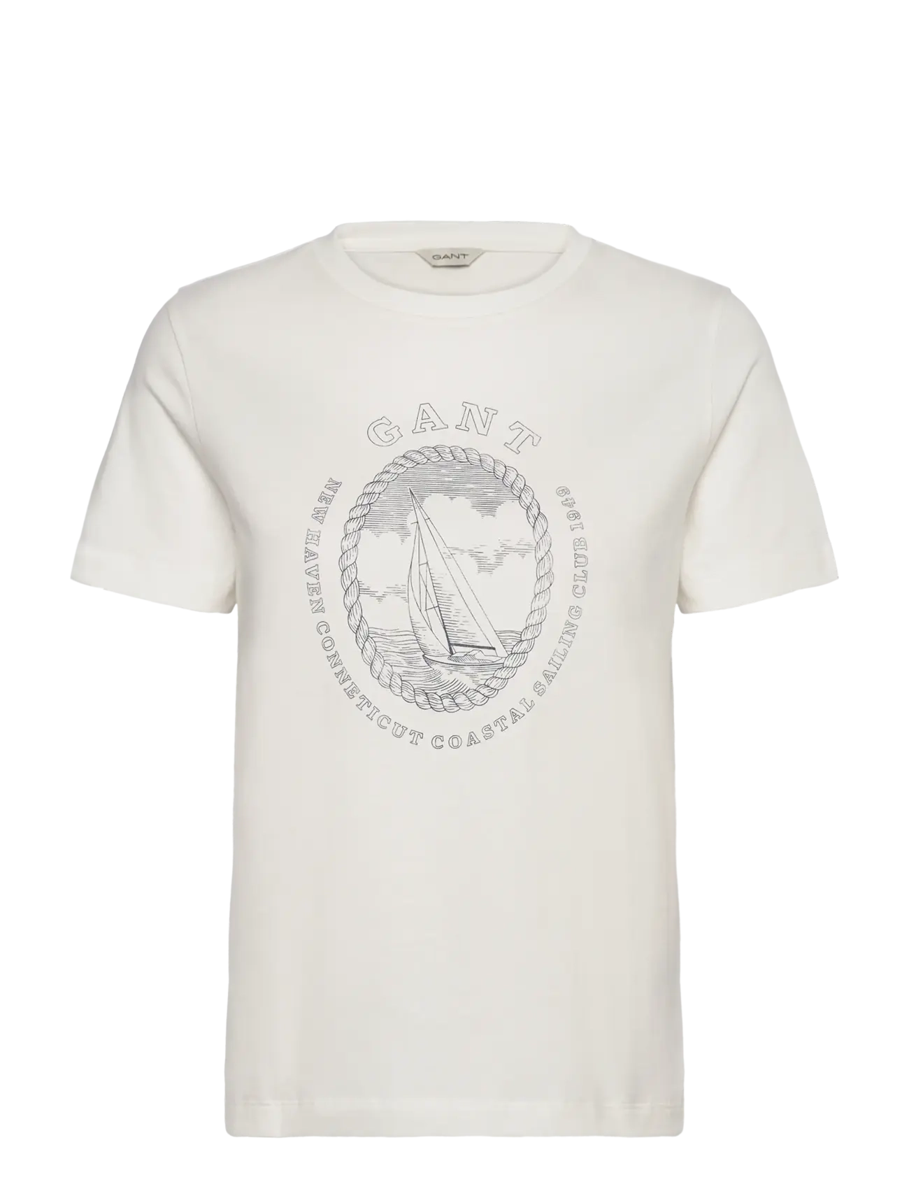 GANT REG GRAPHIC SS T-SHIRT - GANT - EGGSHELL / white