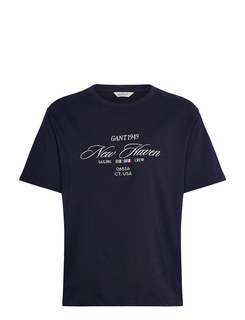 GANT - GRAPHIC SS T-SHIRT - t-shirts - evening blue - 0