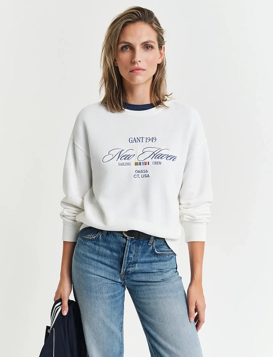 Gant - GRAPHIC C-NECK SWEAT - sporta džemperi - eggshell - 0