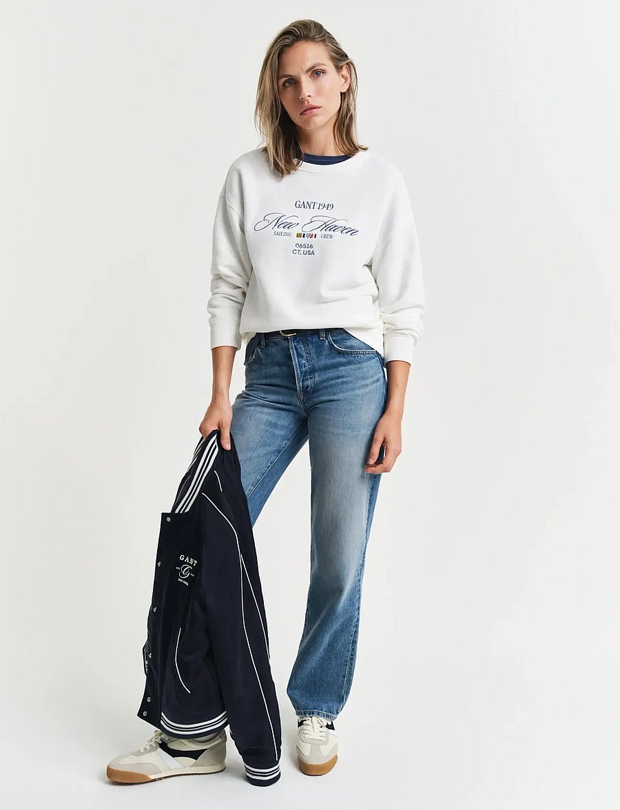 Gant - GRAPHIC C-NECK SWEAT - sporta džemperi - eggshell - 5