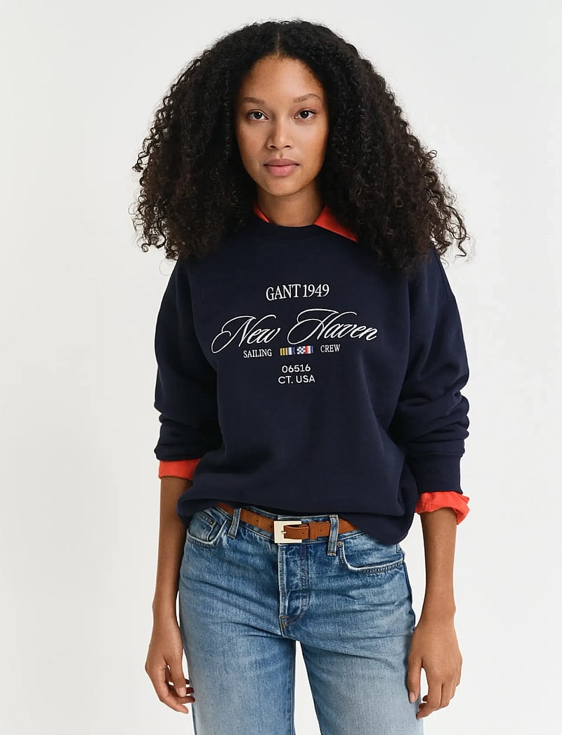 GANT - GRAPHIC C-NECK SWEAT - dressipluusid - evening blue - 0
