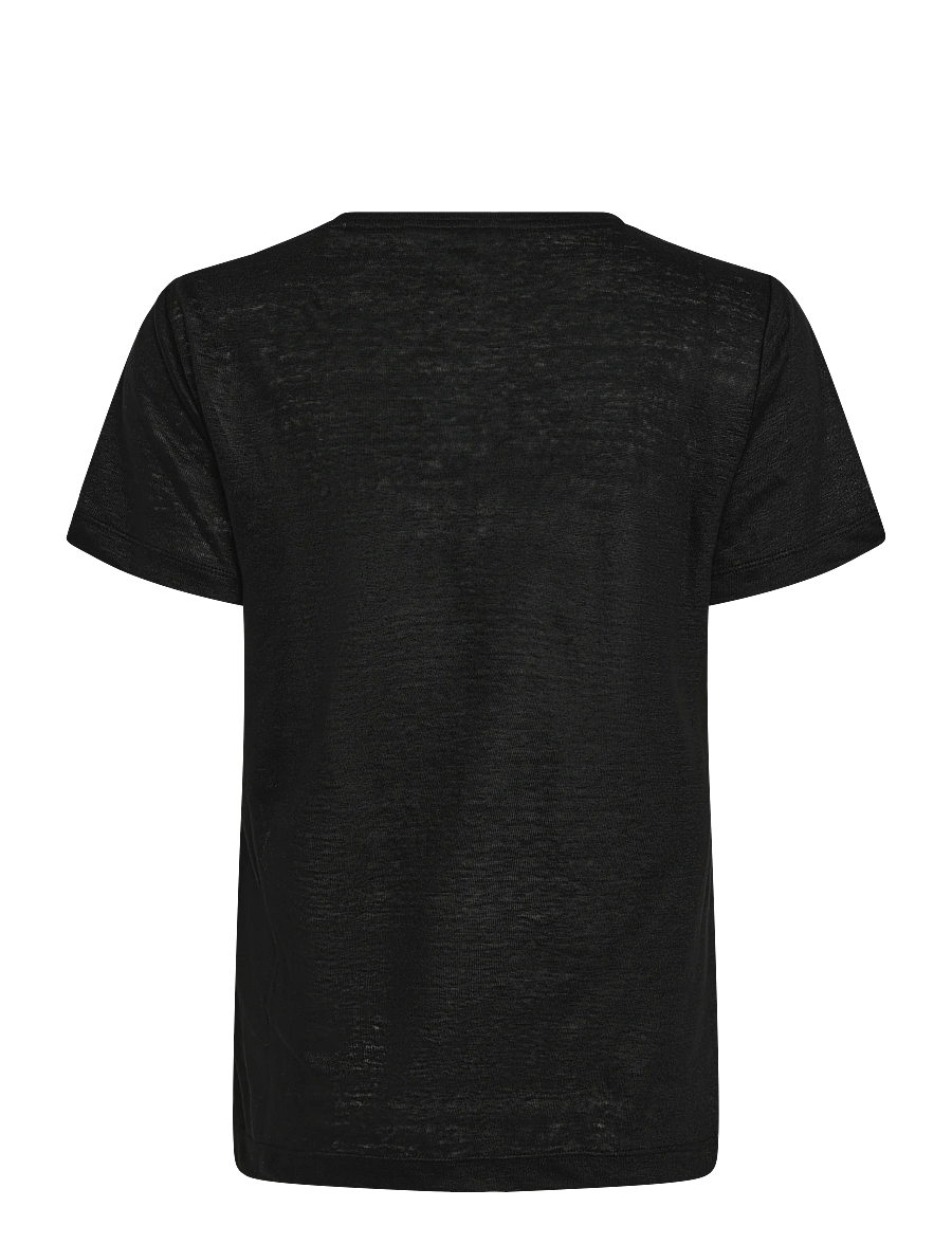 Gant - REG LINEN V-NECK SS T-SHIRT - t-shirts - black - 2