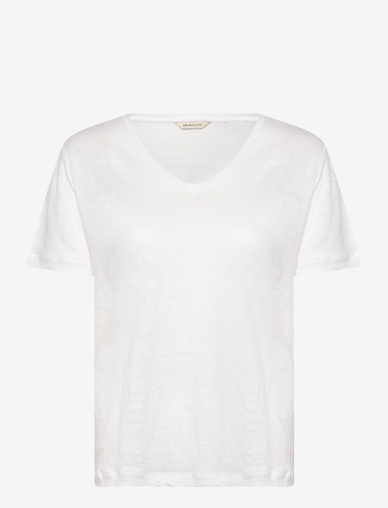 GANT - REG LINEN V-NECK SS T-SHIRT - t-särgid - white - 1